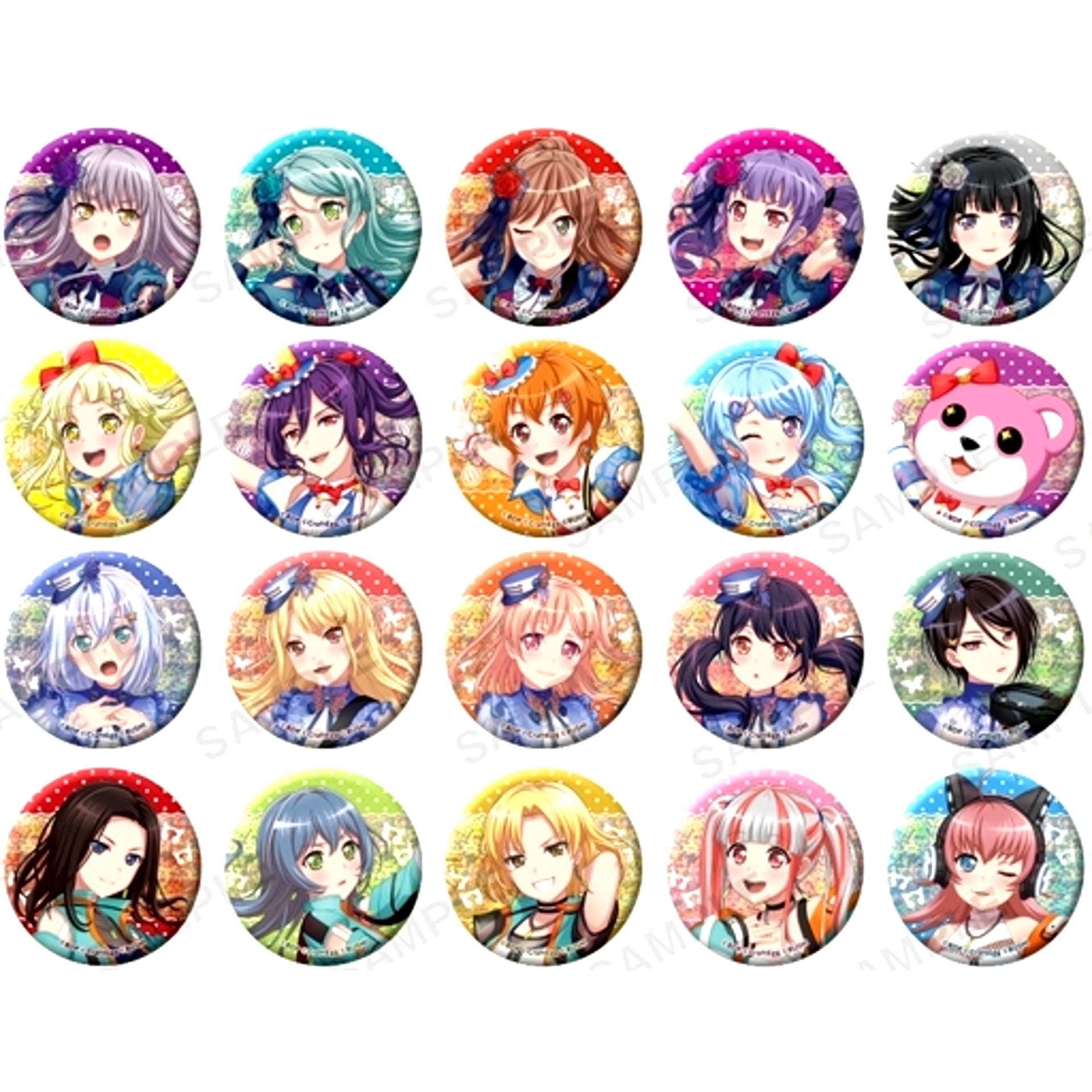 Set of 20 BanG Dream! Girls Band Party! Trading Hologram Button 2022 ver. vol.2 [USED]