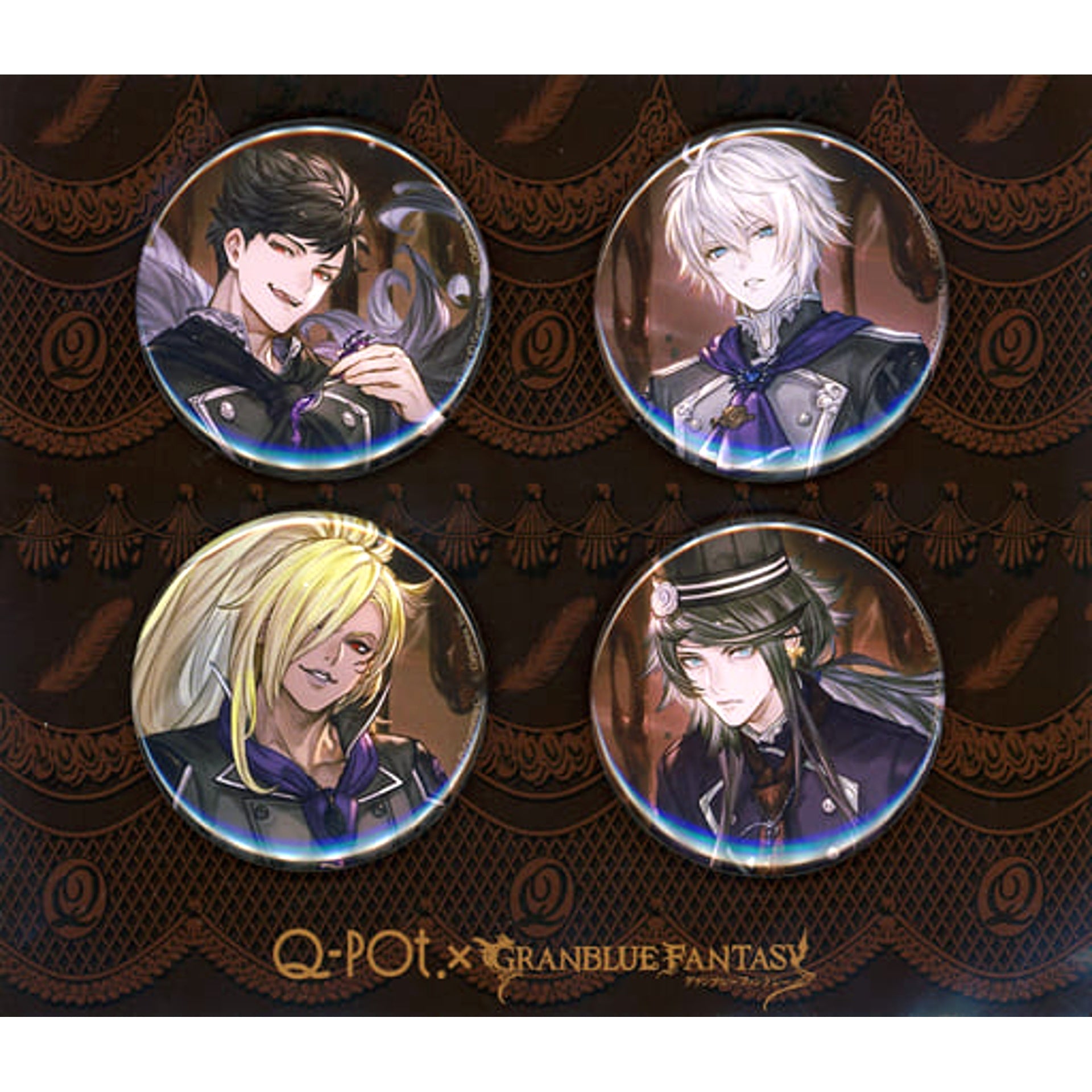 Granblue Fantasy Belial & Others Can Badge Q-pot Cafe. 2nd Edition Exclusive 4 Types Set Buttons [USED]