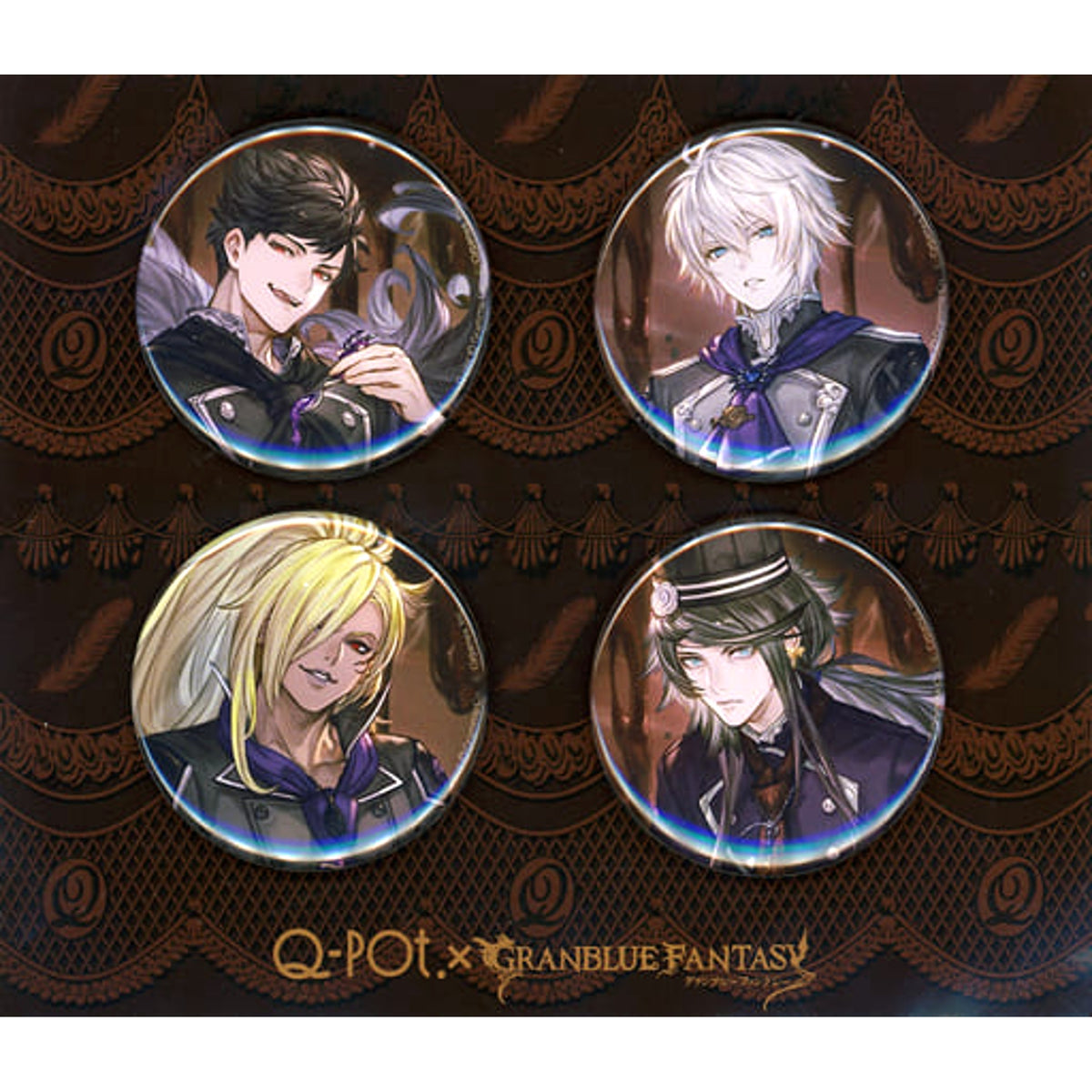 Granblue Fantasy Belial & Others Can Badge Q-pot Cafe. 2nd Edition Exclusive 4 Types Set Buttons [USED]