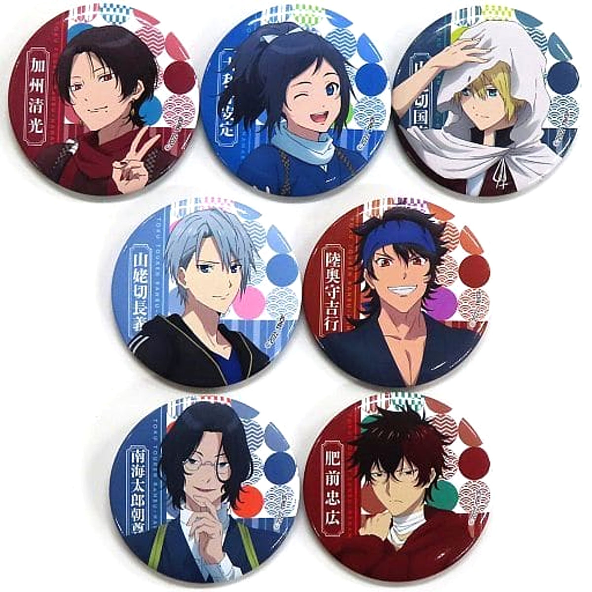 Toku Touken Ranbu Hanamaru Setsugekka Yuki no maki Kashu Kiyomitsu & Others Can Badge FamilyMart Exclusive Release Commemorative Campaign 2nd Edition of Eligible Product Purchase Benefits All 7 Types Set Buttons [USED]