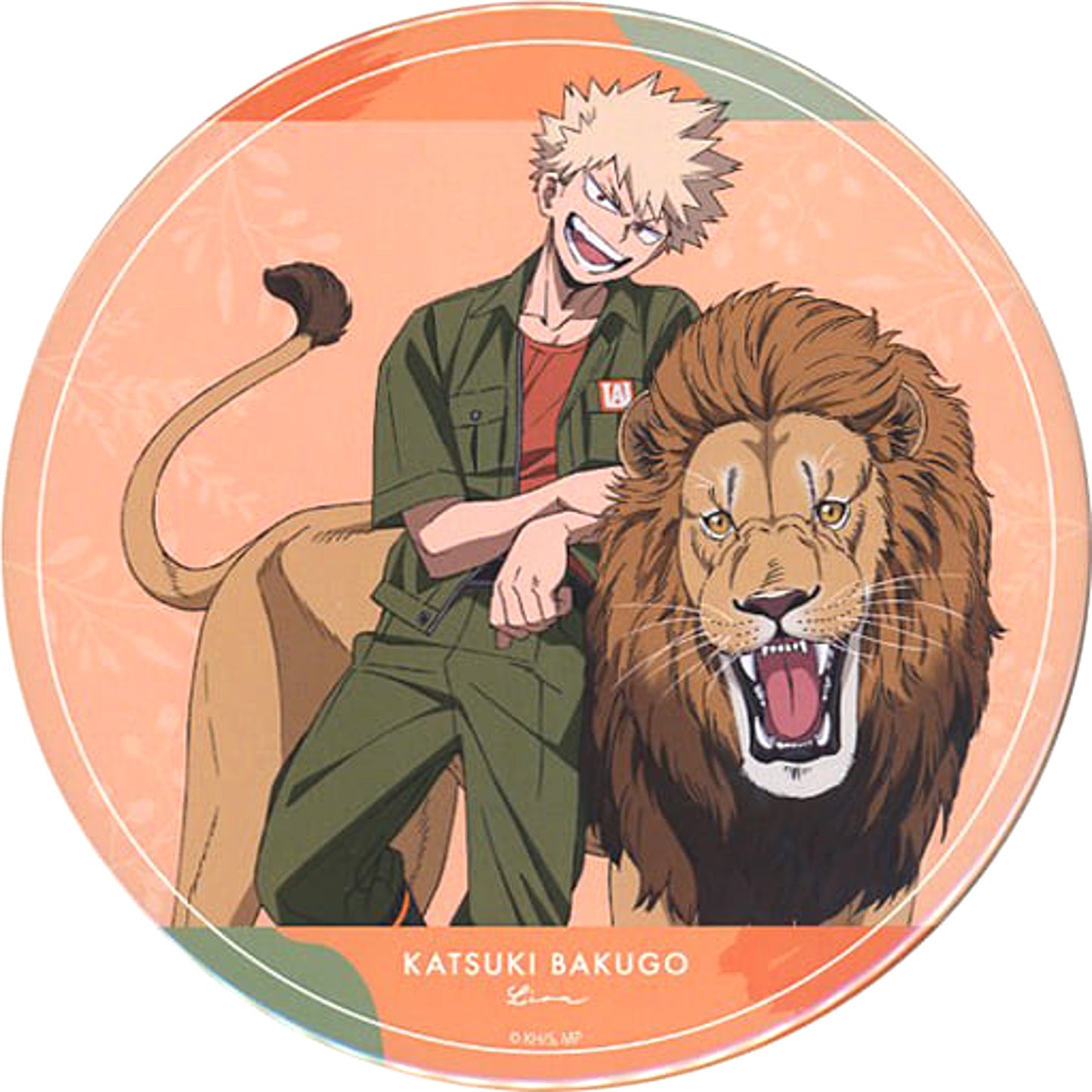 My Hero Academia Katsuki Bakugo Collaboration Newly Drawn Visual Zookeeper Ver. BIG Can Badge Tobu Zoological Park Limited Buttons [USED]
