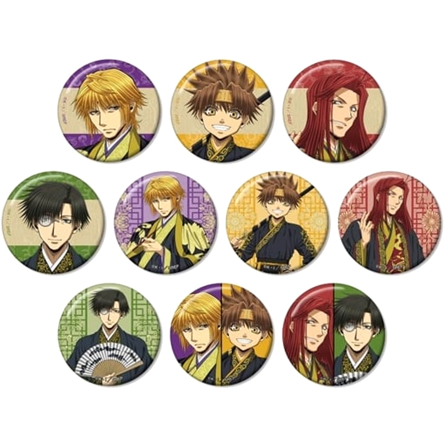 Saiyuki Reload: Zeroin Genjo Sanzo & Others Newly Drawn Illustration Hanfu Ver. Trading Can Badge All 10 Types Set Buttons [USED]