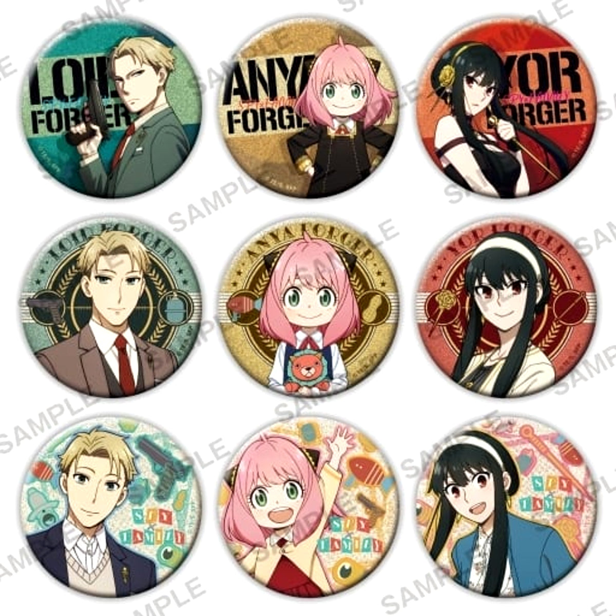 SPY x FAMILY Anya Forger & Others Glitter Can Badge All 9 Types Set Buttons [USED]