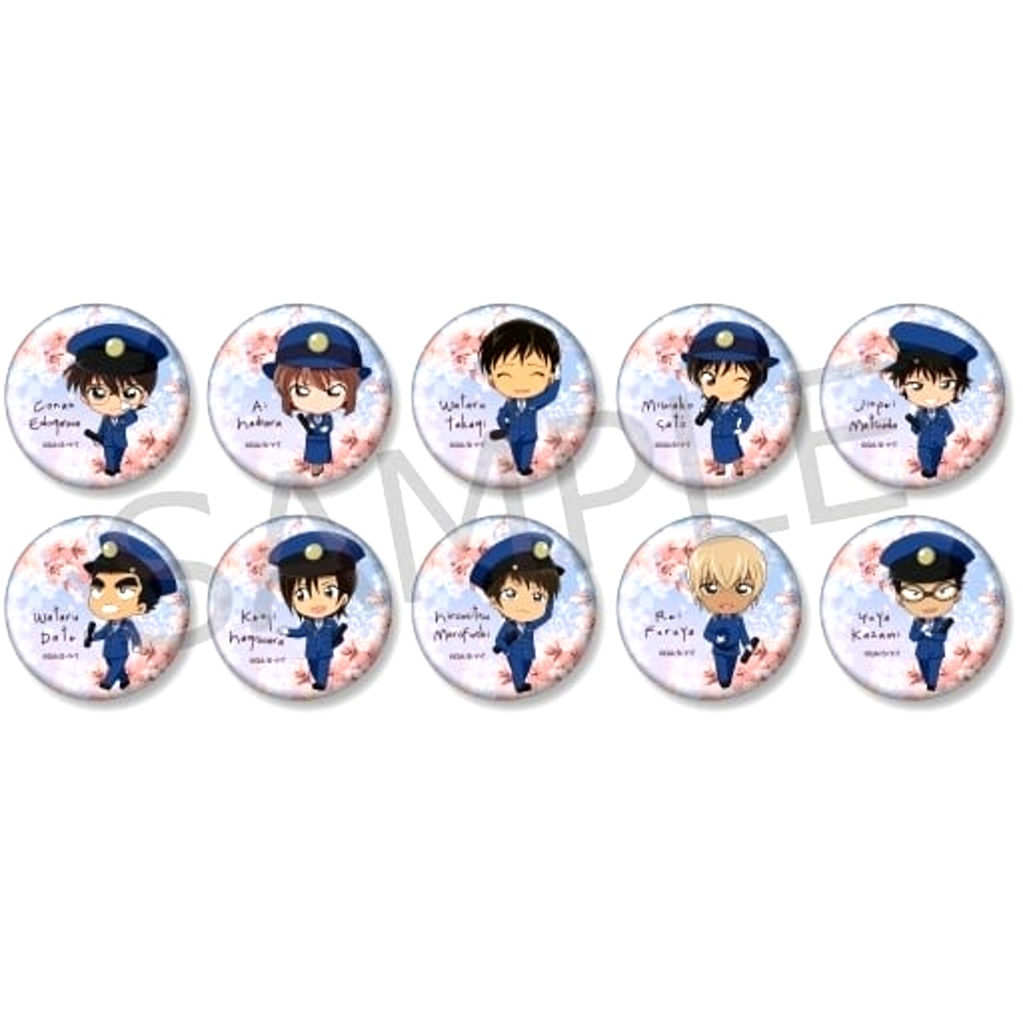 Set of 10 Detective Conan Niitengo Button Collection SAKURA Graduation Ver. [USED]