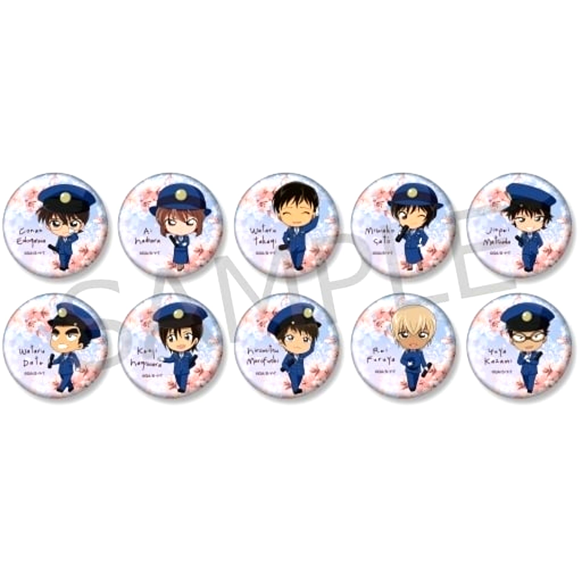 Set of 10 Detective Conan Niitengo Button Collection SAKURA Graduation Ver. [USED]