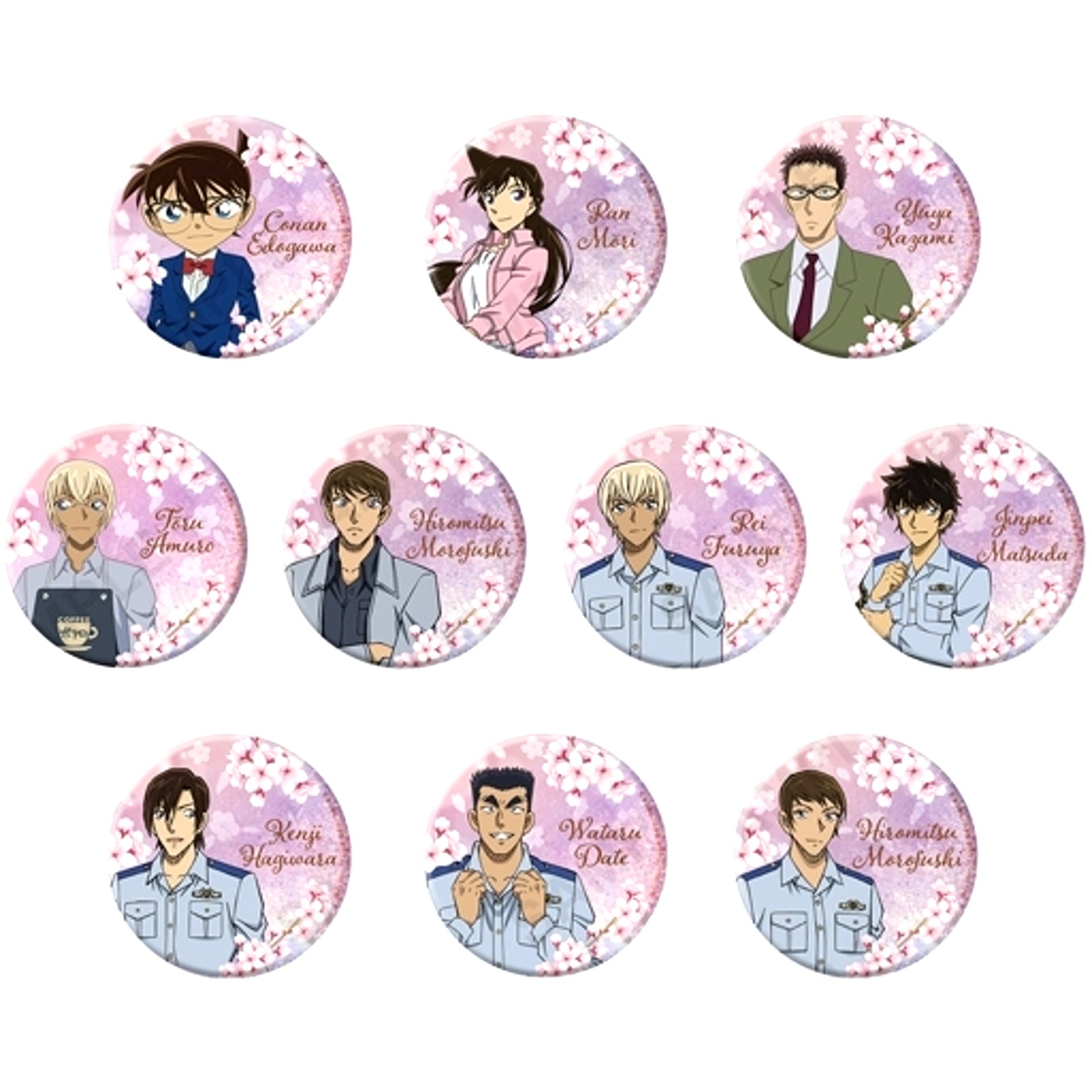 Set of 10 Detective Conan Big Glitter Random Button Vol.3 SAKURA Ver. [USED]
