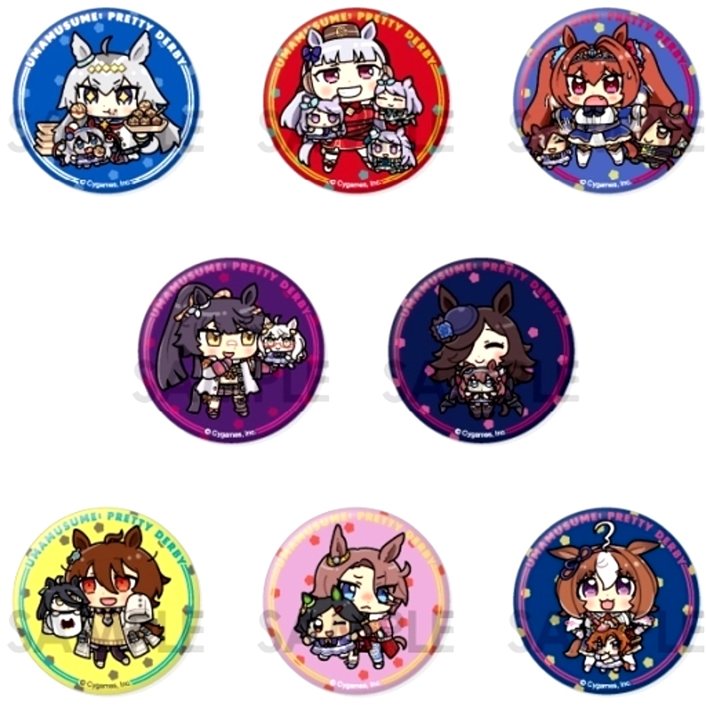 Set of 8 Uma Musume Pretty Derby With Plush Vol.1 Trading Button [USED]