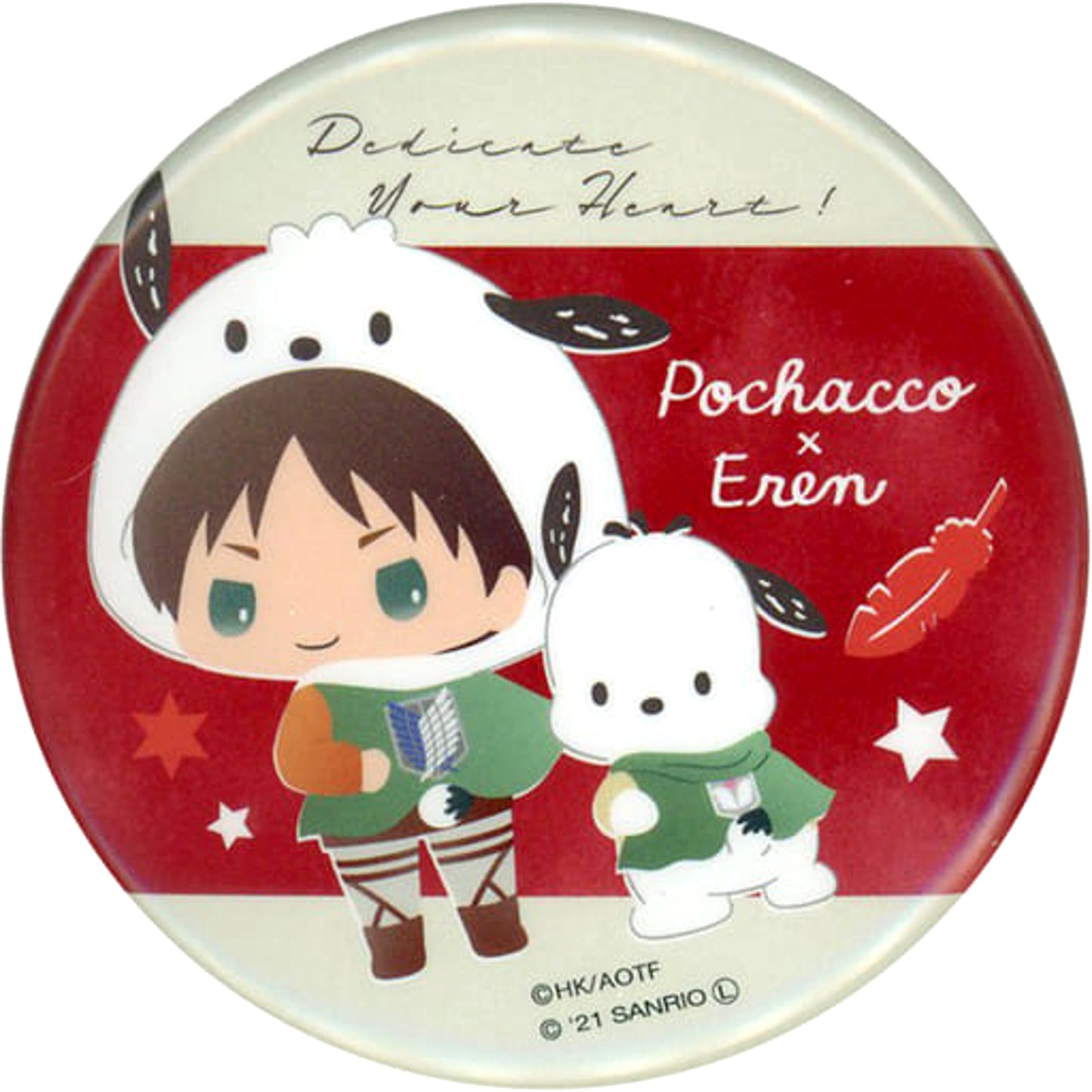Attack on Titan X Sanrio Characters Ellen Yeager Chibi Character Trading Can Badge Buttons [USED]