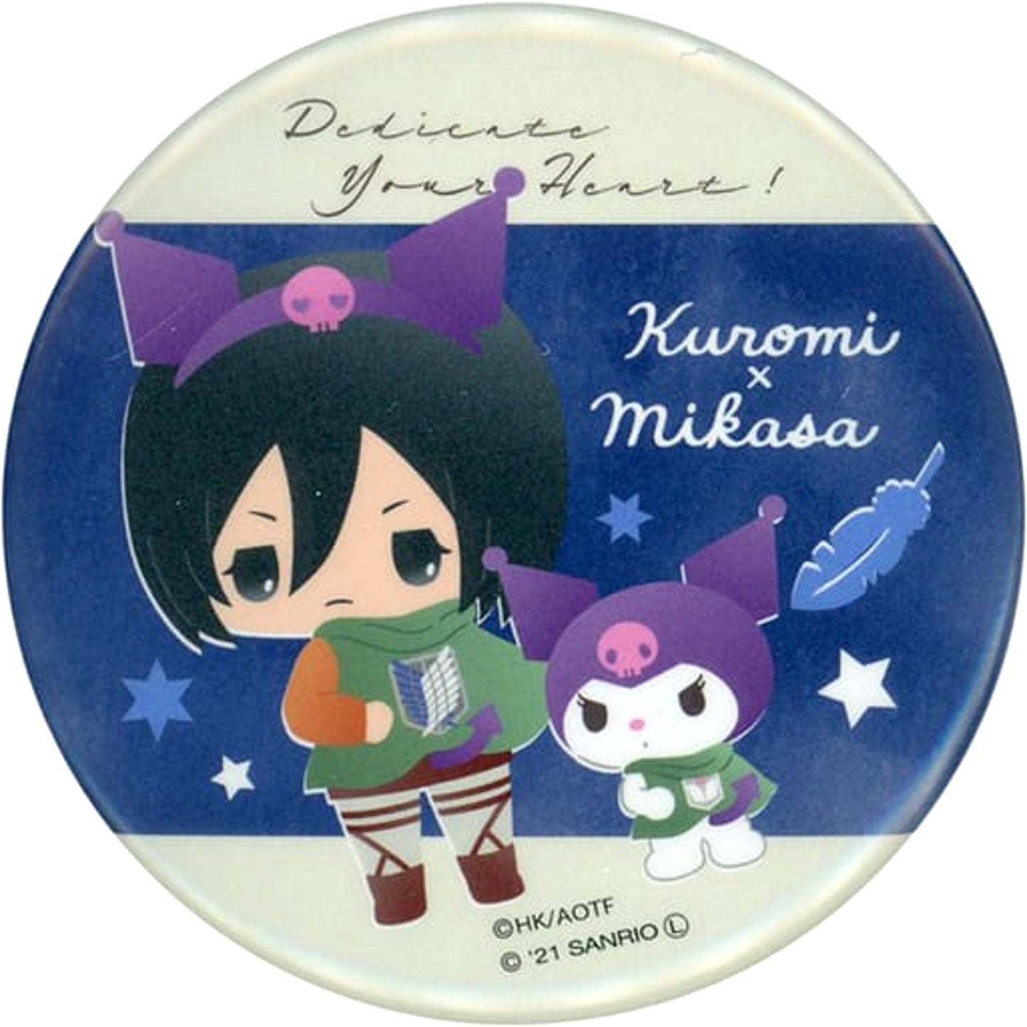 Attack on Titan X Sanrio Characters Mikasa Ackerman Chibi Character Trading Can Badge Buttons [USED]