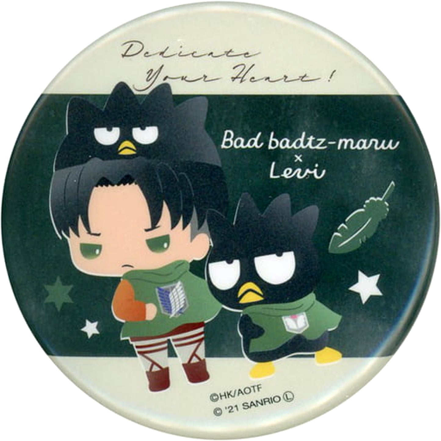 Attack on Titan X Sanrio Characters Levi Ackerman Chibi Character Trading Can Badge Buttons [USED]