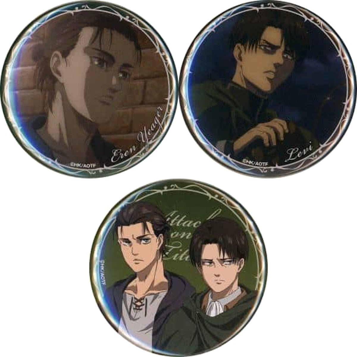 Attack on Titan The Final Season Ellen Yeager Levi Ackerman Can Badge Set Pop Up Shop Limited Buttons [USED]