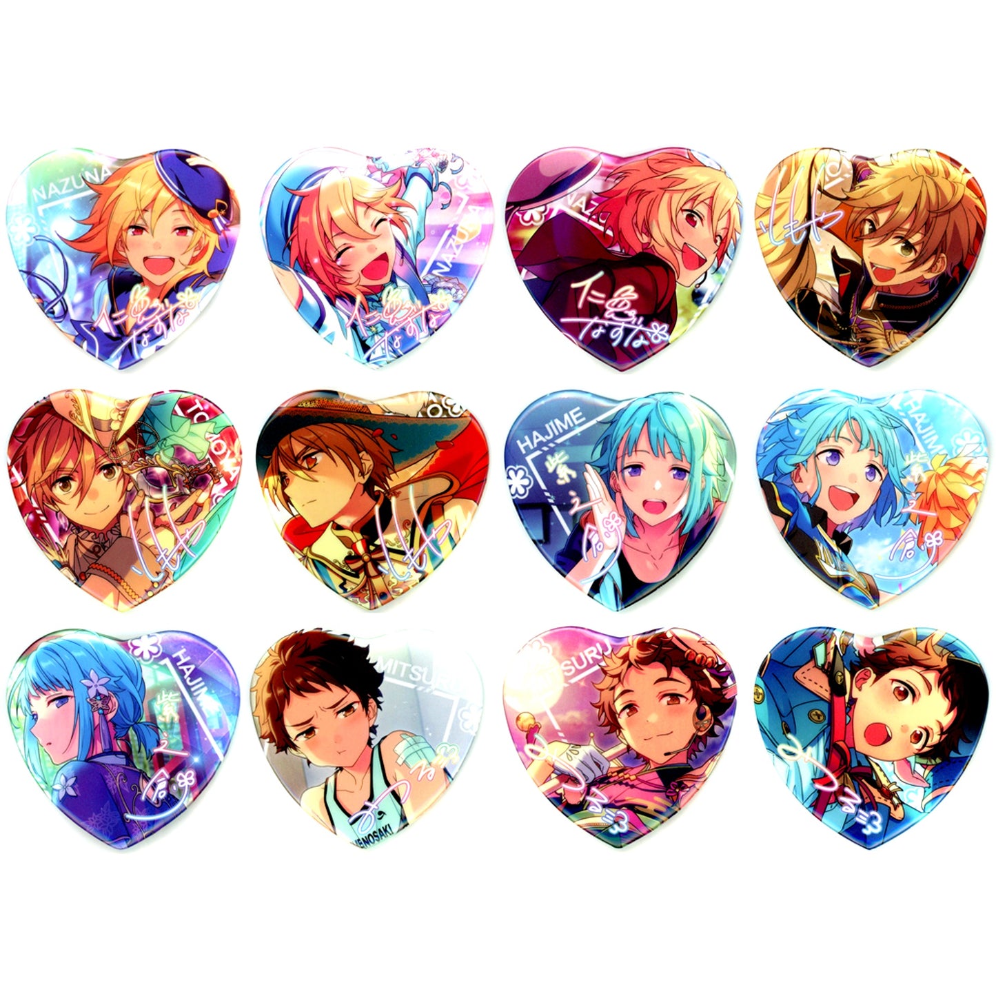 Set of 12 Ensemble Stars! Desire Hologram Heart Badge Rabits China Limited [USED]