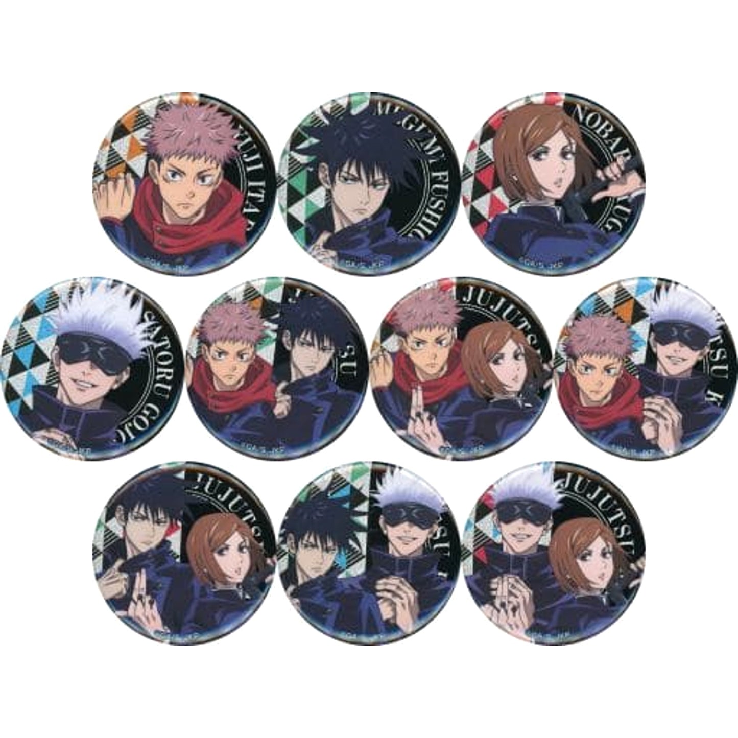 Satoru Gojo & Others Jujutsu Kaisen All 10 Types Set Button Collection Vol.2 Don Quijote Limited [USED]