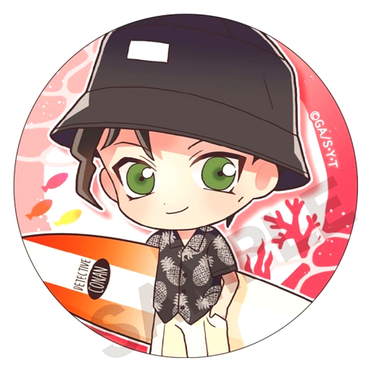 Shuichi Akai Detective Conan Trading Button Marine [USED]