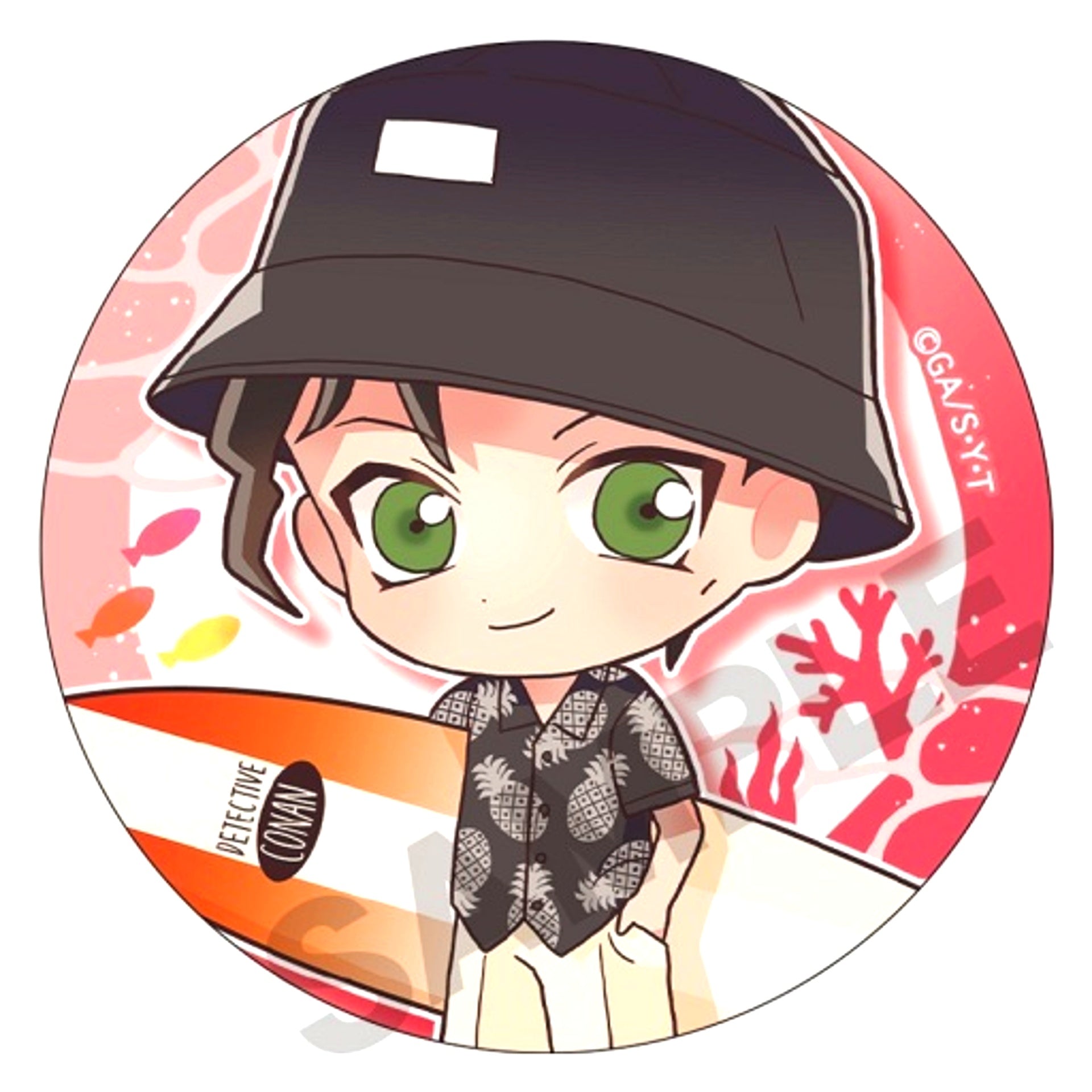 Shuichi Akai Detective Conan Trading Button Marine [USED]