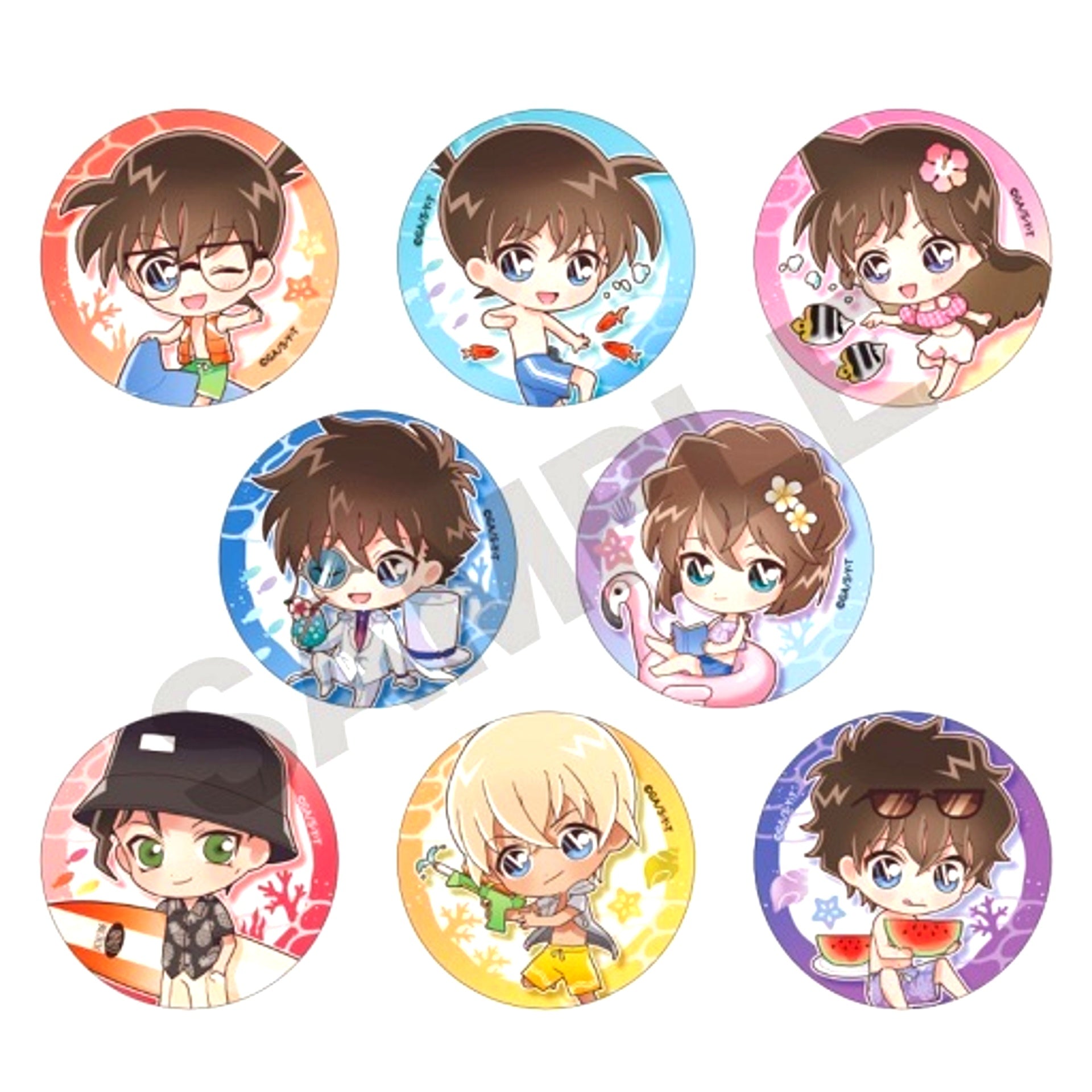 Set of 8 Group Detective Conan Trading Button Marine [USED]
