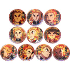 Demon Slayer: Kimetsu no Yaiba Mugen Train & Entertainment District Arc Kyojuro Rengoku 44mm Lottery Can Badge Kyojuro Rengoku Character Emaki Cafe in Ufotable Cafe Machi Asobi Cafe 1St Period Limited All 10 Types Set Buttons [USED]
