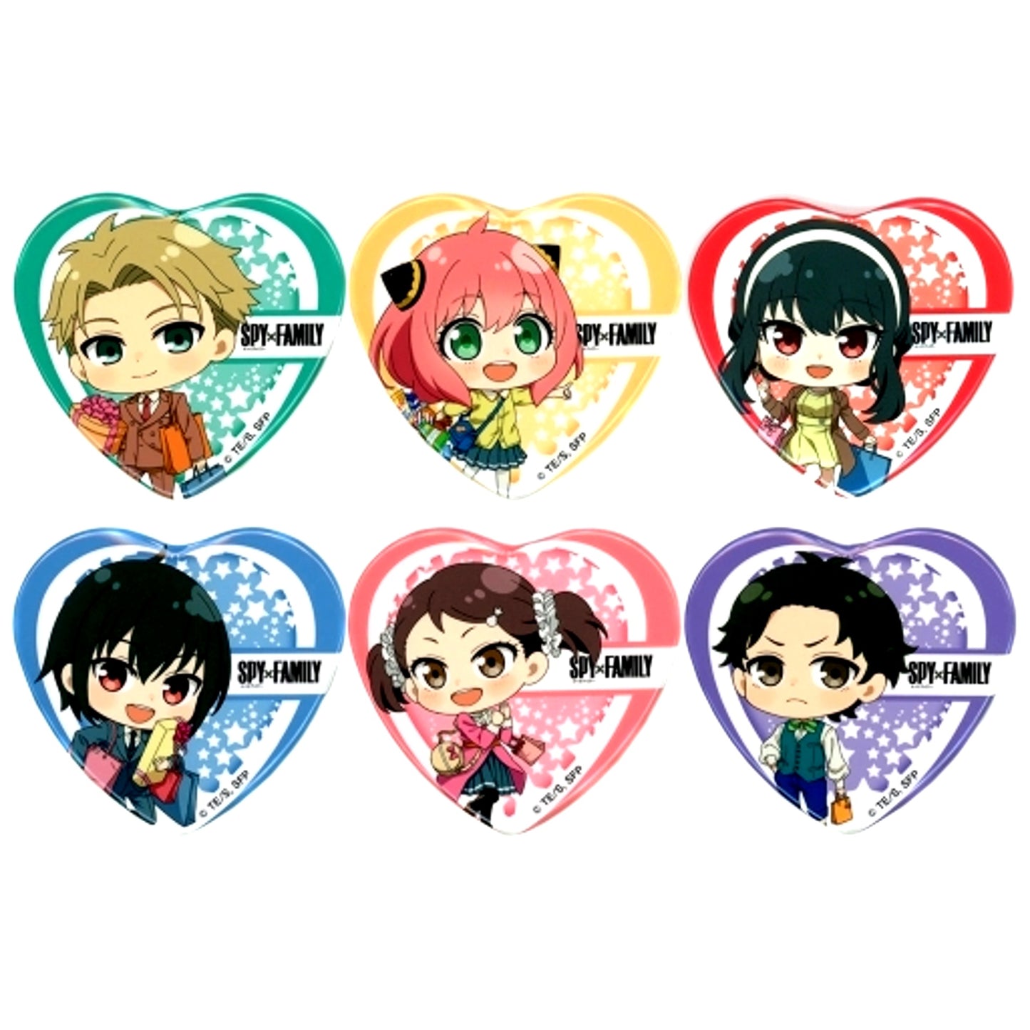 Set of 6 SPY x FAMILY POP UP SHOP in Marui Trading Heart Badge [USED]