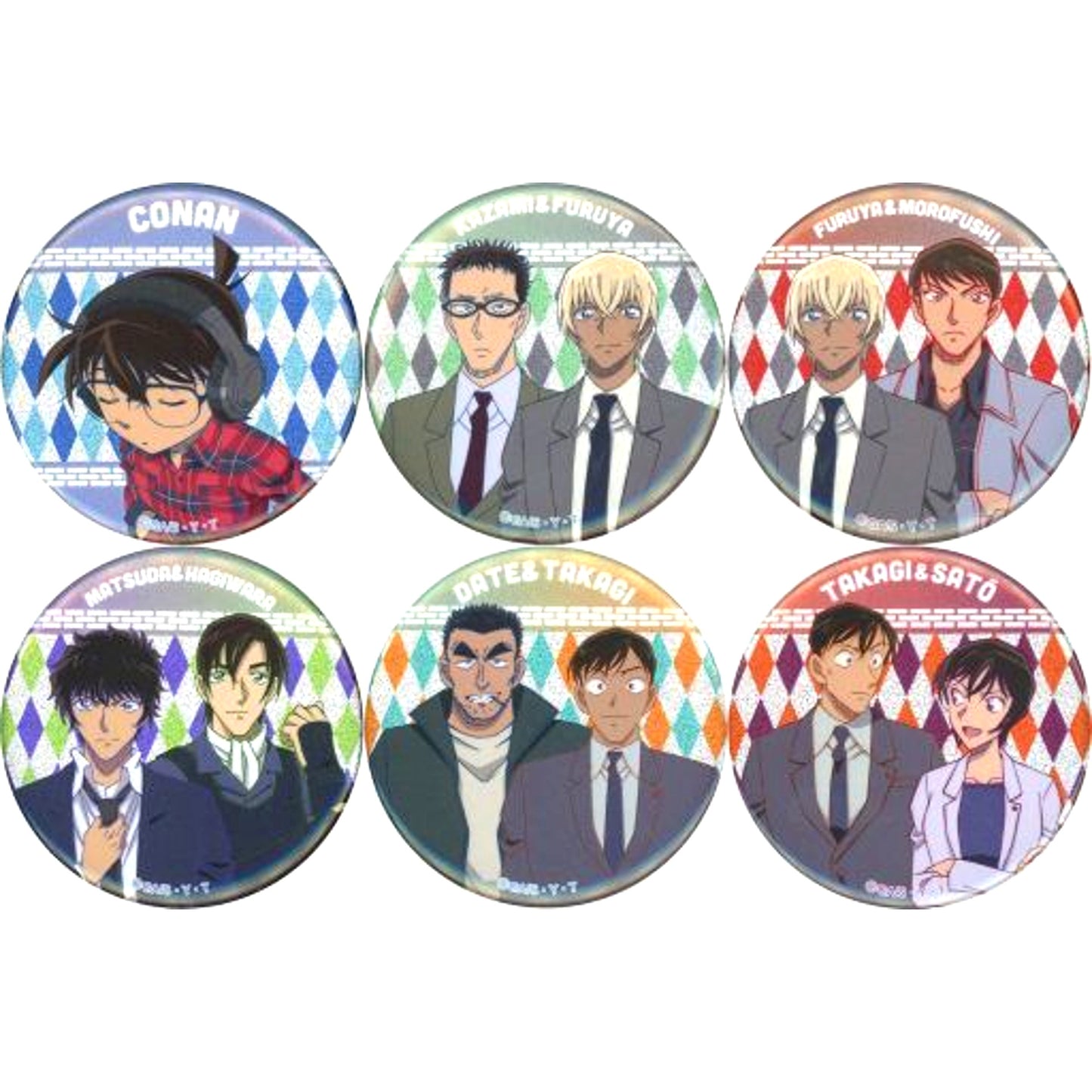 Set of 6 Detective Conan Trading Metallic Button D [USED]