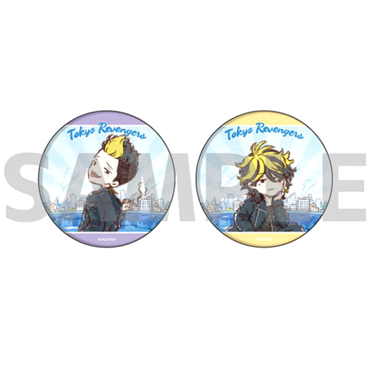 Tokyo Revengers Kazutora Hanemiya Shuji Hanma Graph Art Design Can Badge Set of 2 Buttons [USED]
