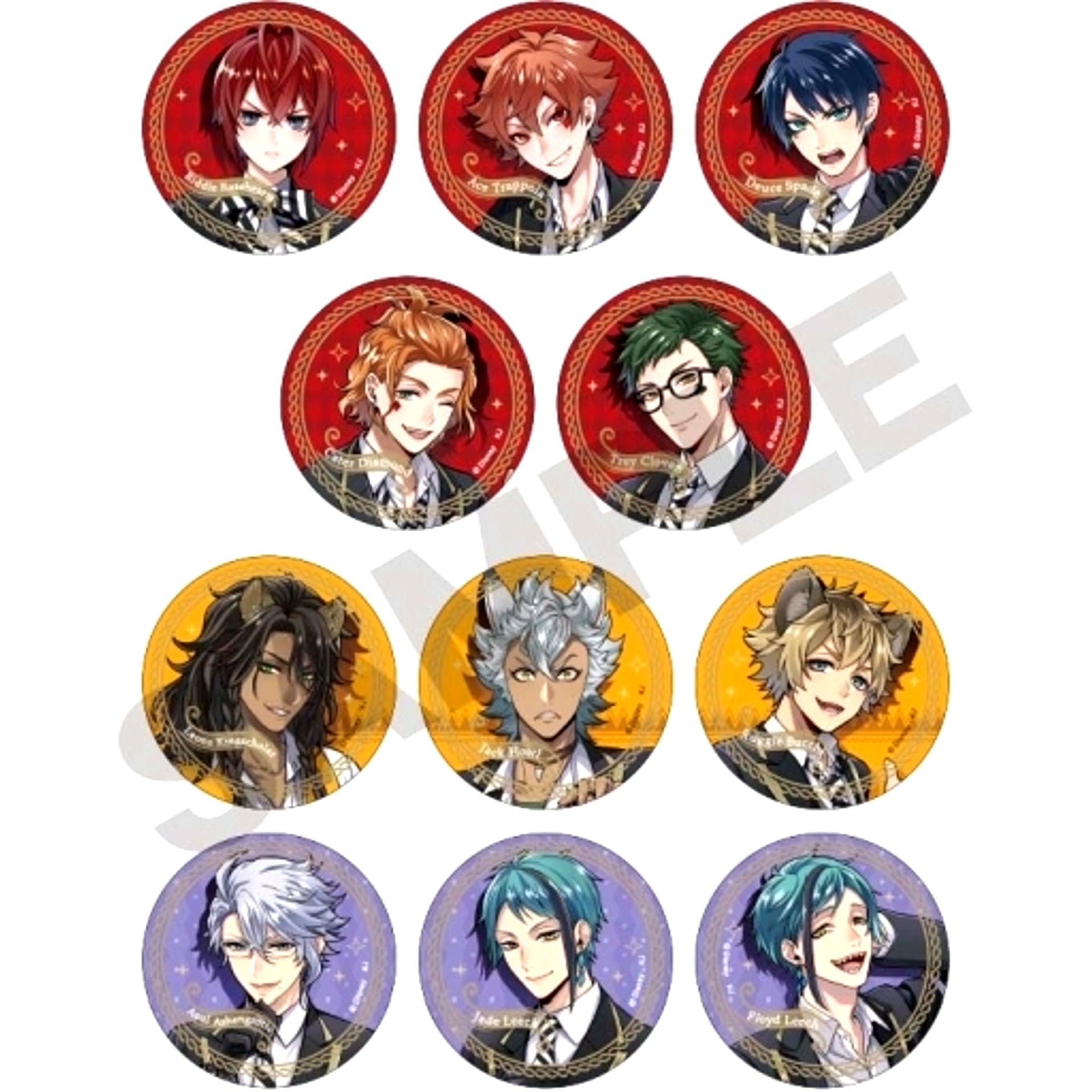 Set of 11 Disney Twisted-Wonderland Trading Button Vol.1 Frame [USED]