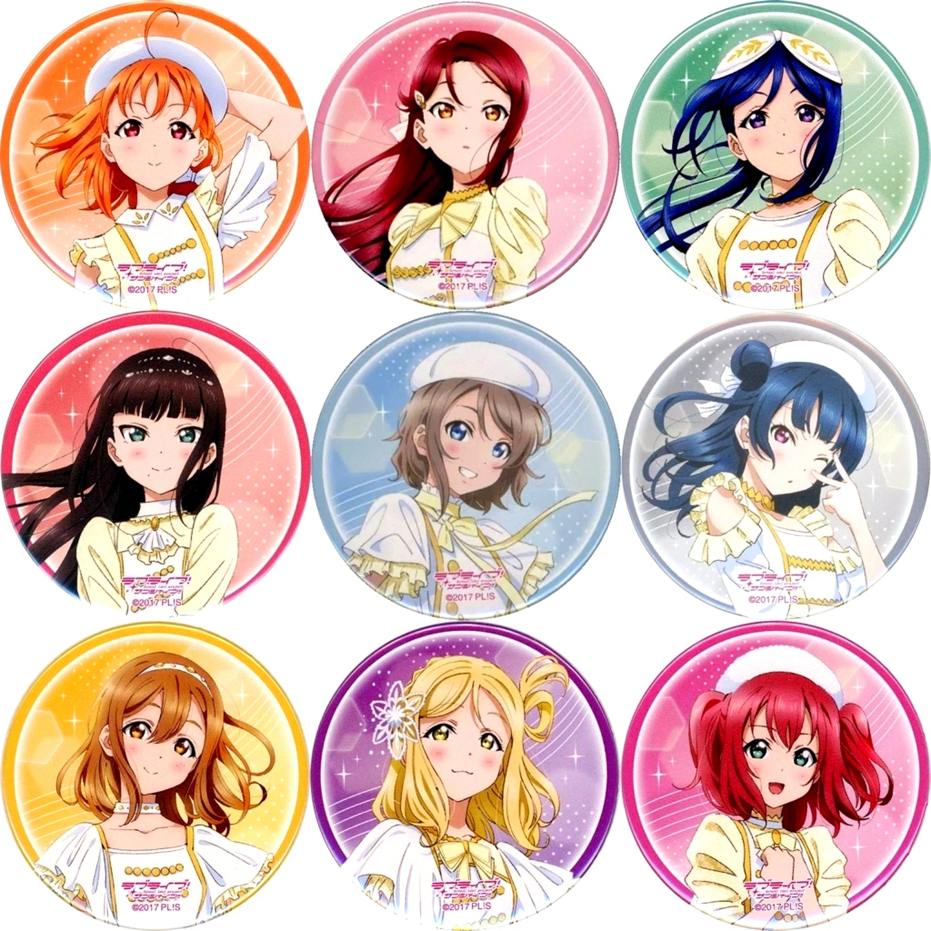 Set of 9 Aqours Love Live! Sunshine!! 6th LoveLive! KU-RU-KU-RU Rock 'n' Roll TOUR WINDY STAGE Button Venue Ltd Gacha Prize [USED]