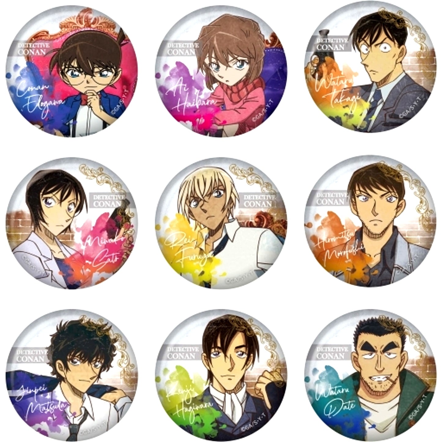 Set of 9 Group Detective Conan Vintage Series Button Vol. 5 [USED]