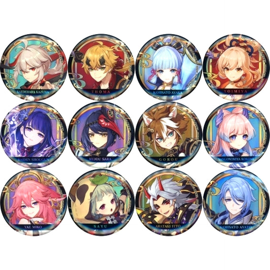 Set of 12 Group Genshin Impact Hologram Buttons Inazuma City [USED]