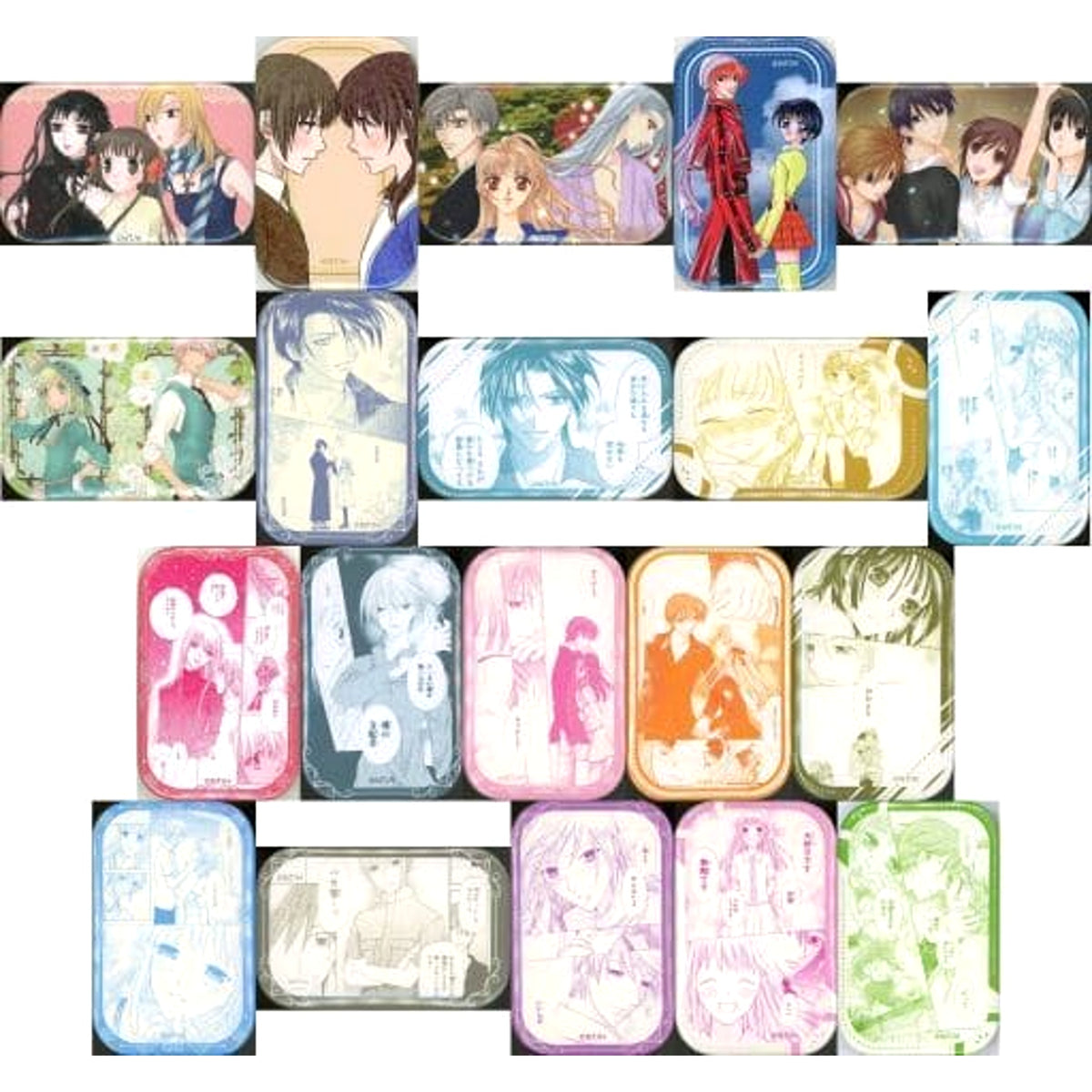 Fruits Basket Souma Shigure & Others Manpuku Kuji Natsuki Takaya Debut 30th Anniversary Gacha Square Can Badge Prize D All 20 Types Set Buttons [USED]