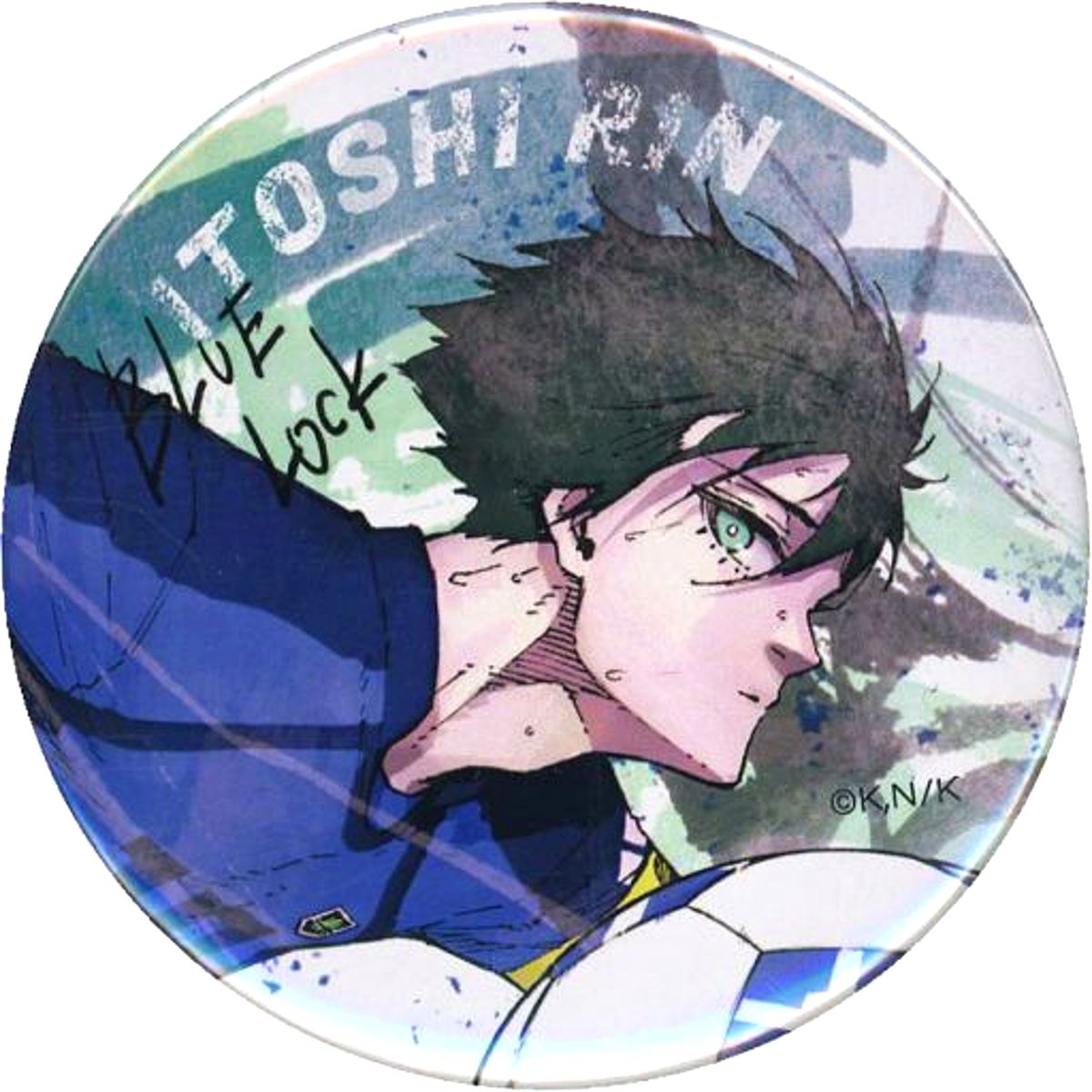 Rin Itoshi Blue Lock Side View 75mm Button Kujibikido Kuji 2nd Round C-3 Prize [USED]