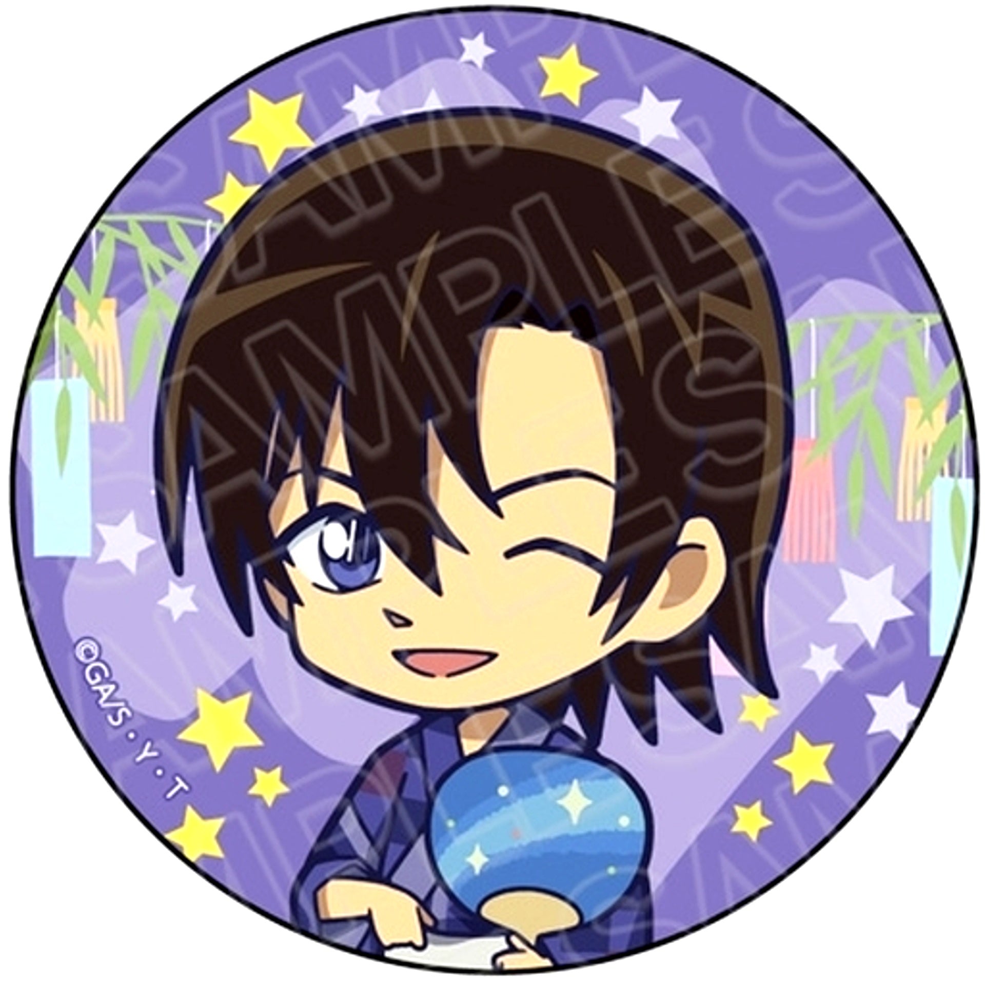 Kenji Hagiwara Deformed Tanabata Ver. Detective Conan Hologram Button [USED]