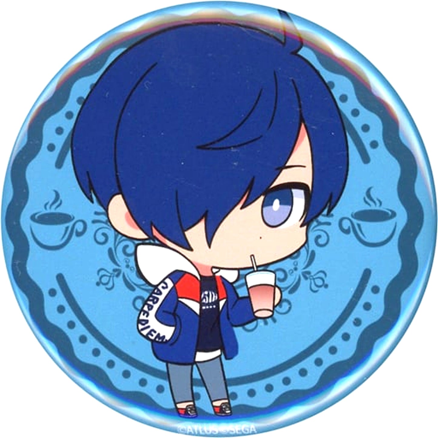 Male Protagonist Persona 3 Trading Button 25th Anniv Collabo Cafe Animax Cafe+ [USED]
