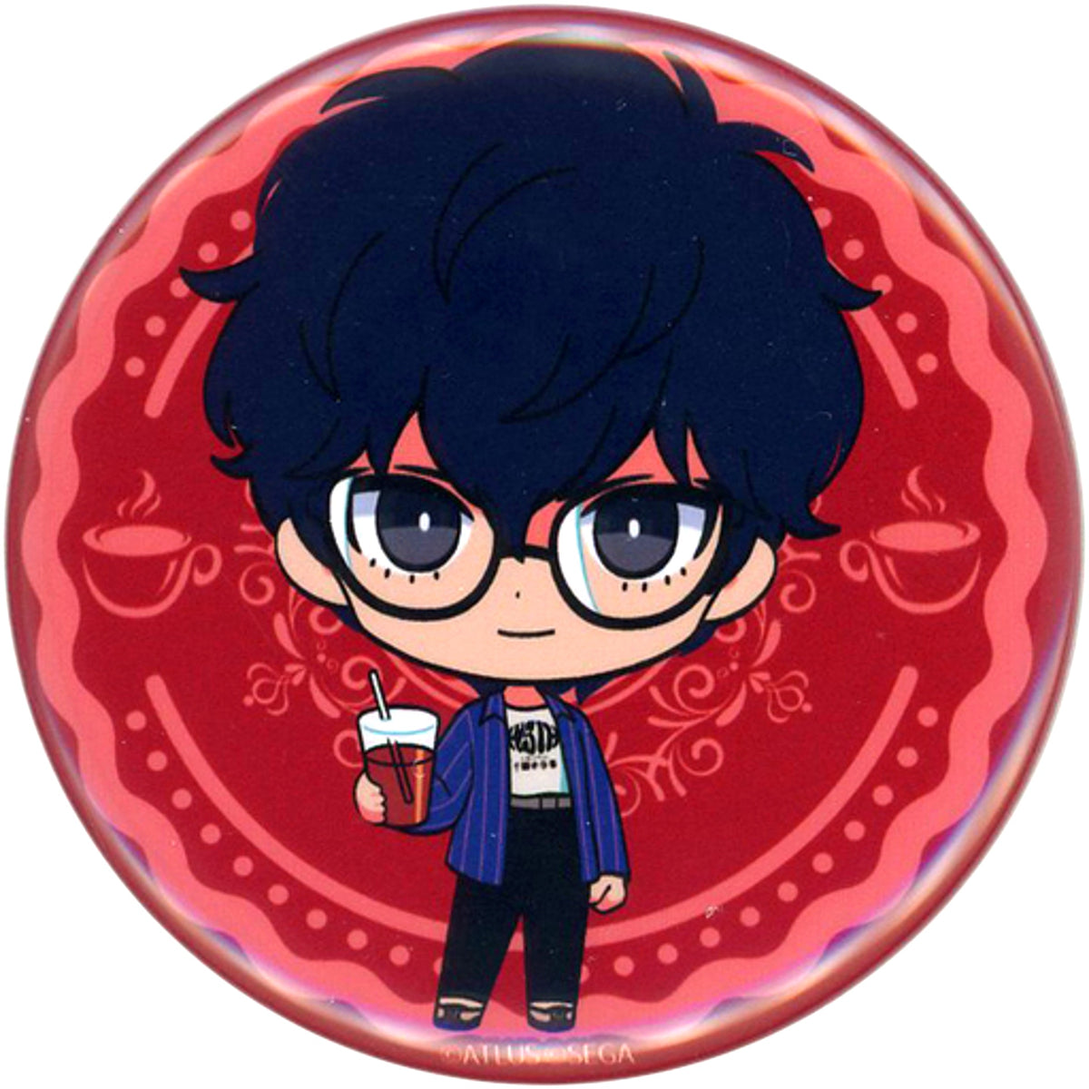 Protagonist Persona 5 Persona 25th Anniversary Collaboration Cafe powered by Animax Cafe+ Trading Button [USED]