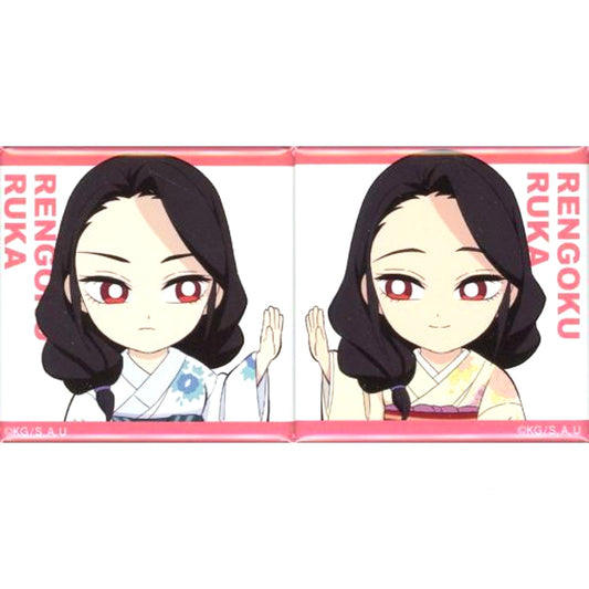 Ruka Rengoku Illustration Mini Character Connecting Square Button Set of 2 Mugen Train Arc Vol. 2 Demon Slayer: Kimetsu no Yaiba Mugen Train Arc Entertainment District Arc Character Emaki Cafe in ufotable Cafe x Machi Asobi Cafe [USED]