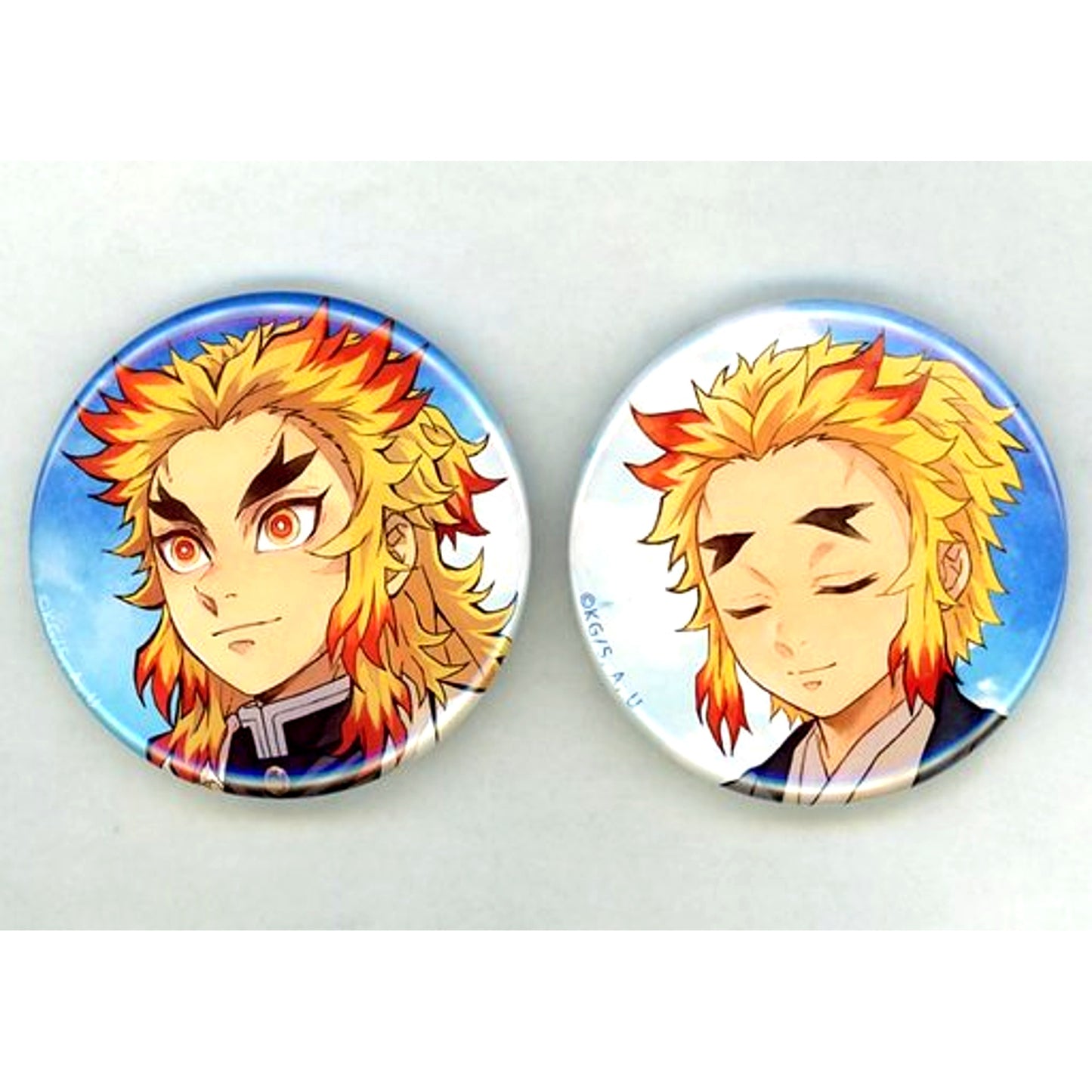 Kyojuro Rengoku & Senjuro Rengoku Demon Slayer Kimetsu no Yaiba Kyojuro Rengoku's Mission Part 3 Button Set Mugen Train Arc x ufotable Cafe [USED]