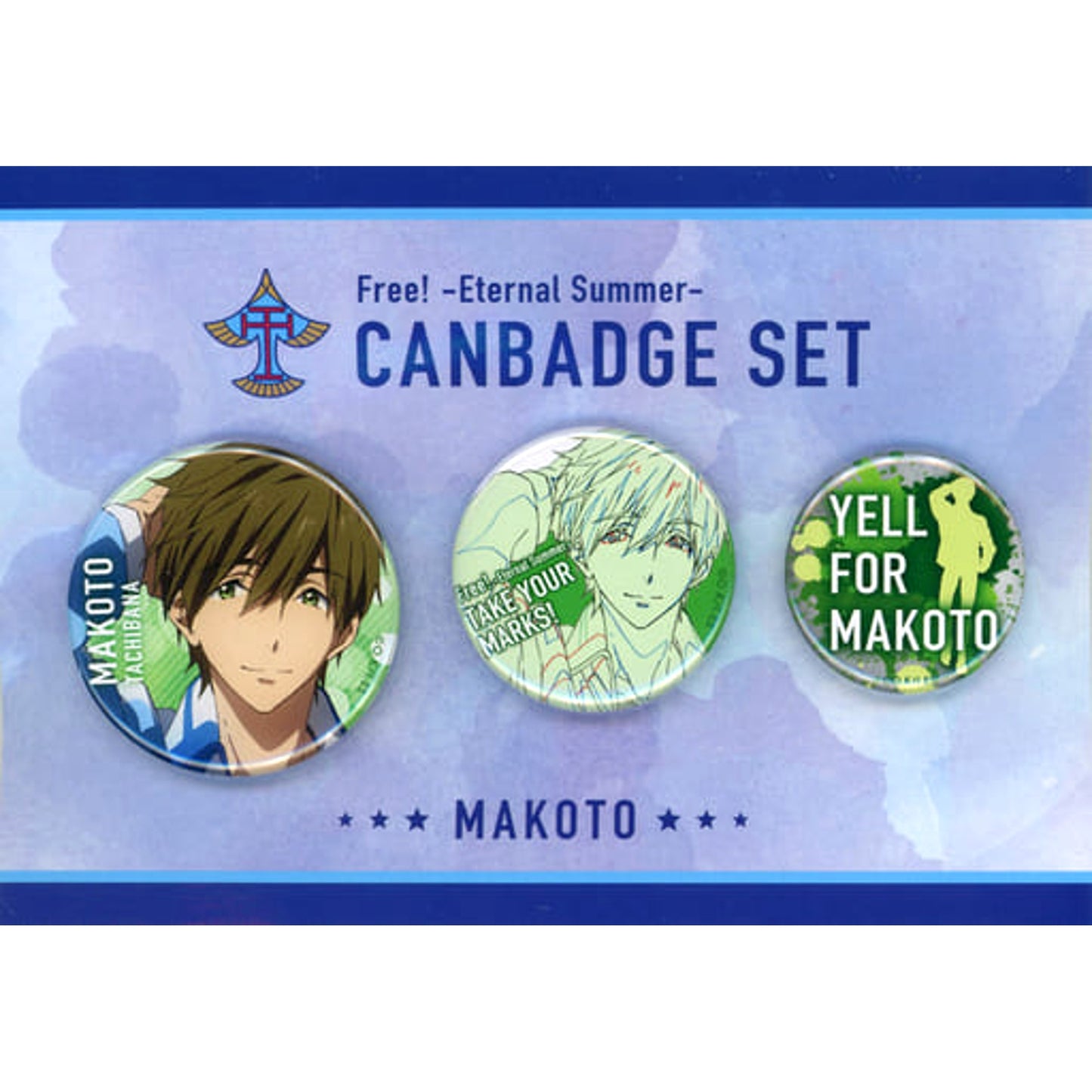 Makoto Tachibana High School Student Version High Speed! Free! Starting Days Set of 3 Yell For Free! & High Speed Button Set [USED]
