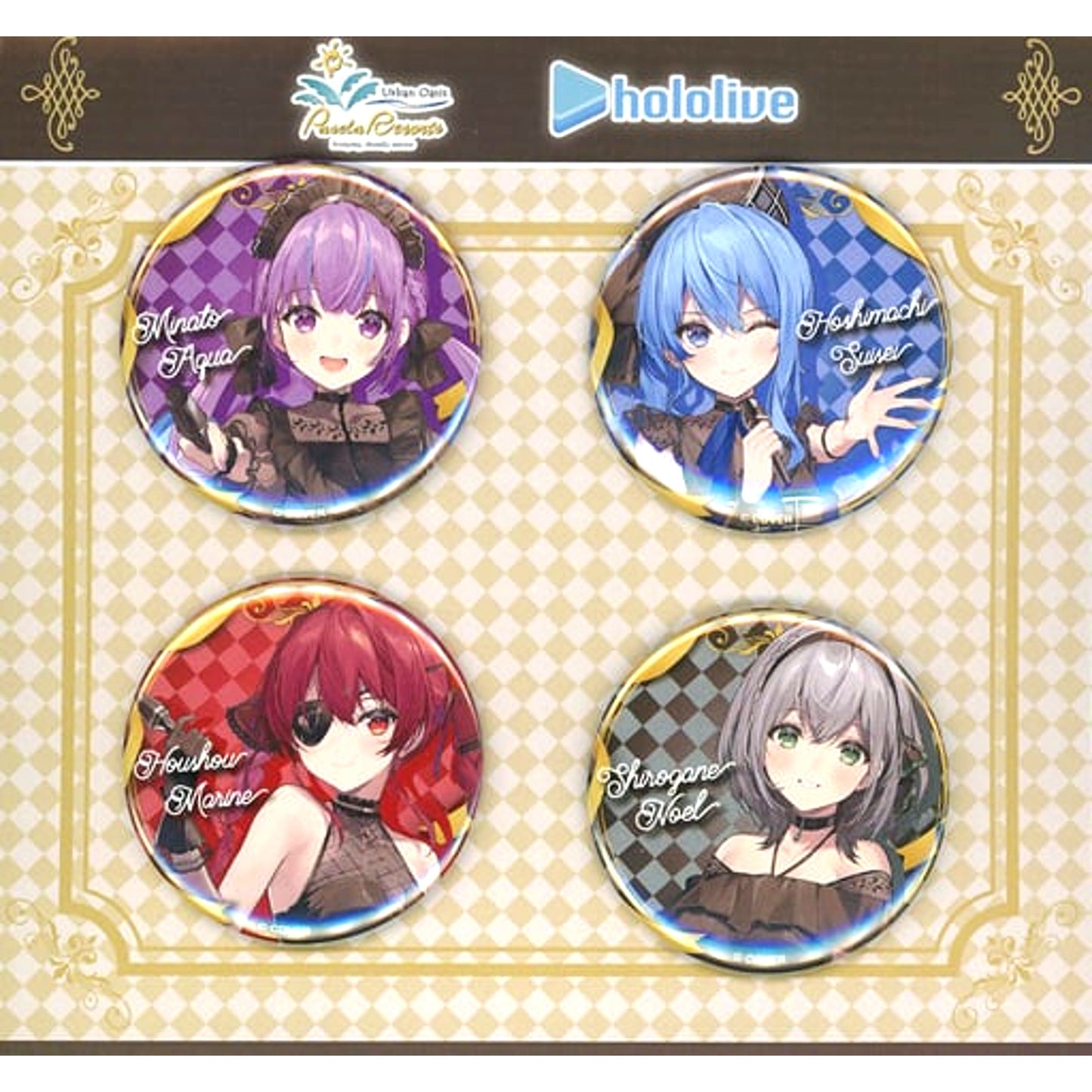 Set of 4 Group Virtual YouTuber Hololive Button x Pasela [USED]