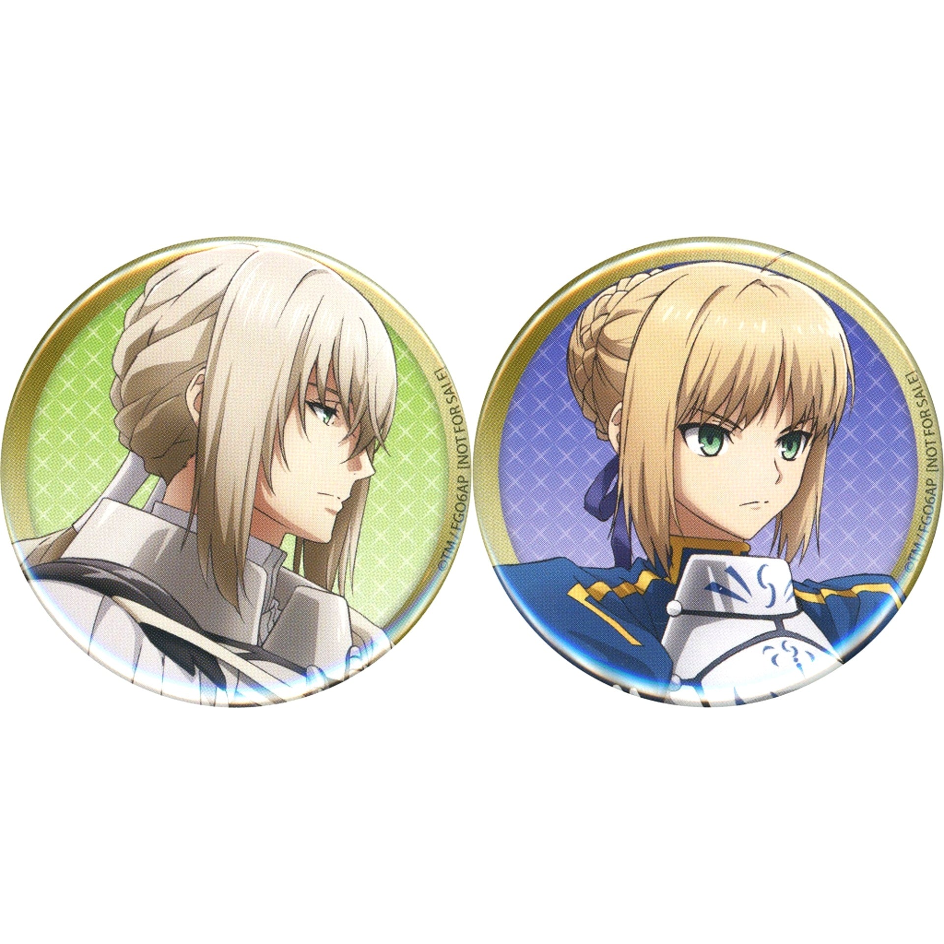 Bedivere and Saber Fate/Grand Order Divine Realm of the Round Table Camelot Paladin Agateram Set of 2 Drawn 56mm Button Animate Bonus [USED]