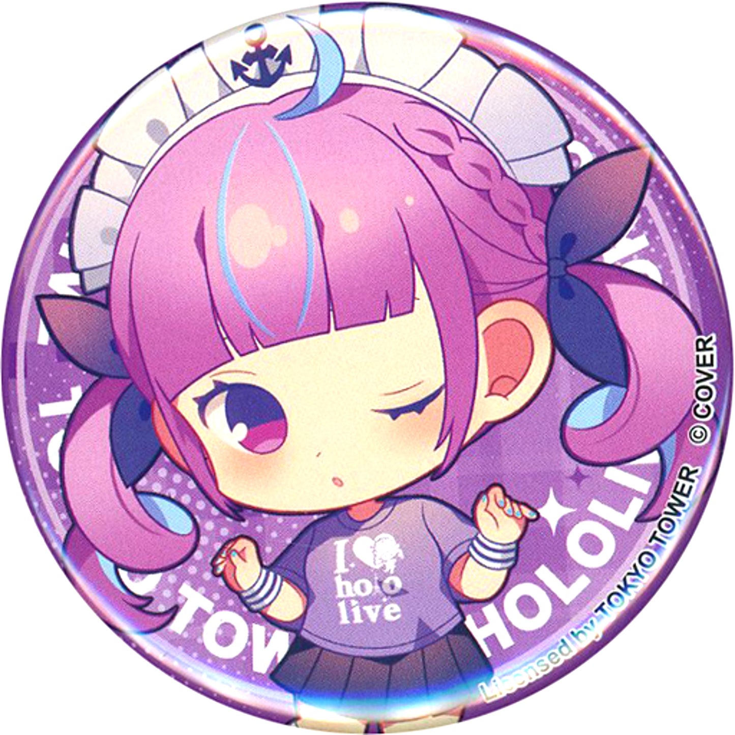 Minato Aqua T-Shirt Virtual YouTuber Hololive Trading Button in Tokyo Tower Maigo ni Natta Quartet Daisousaku [USED]