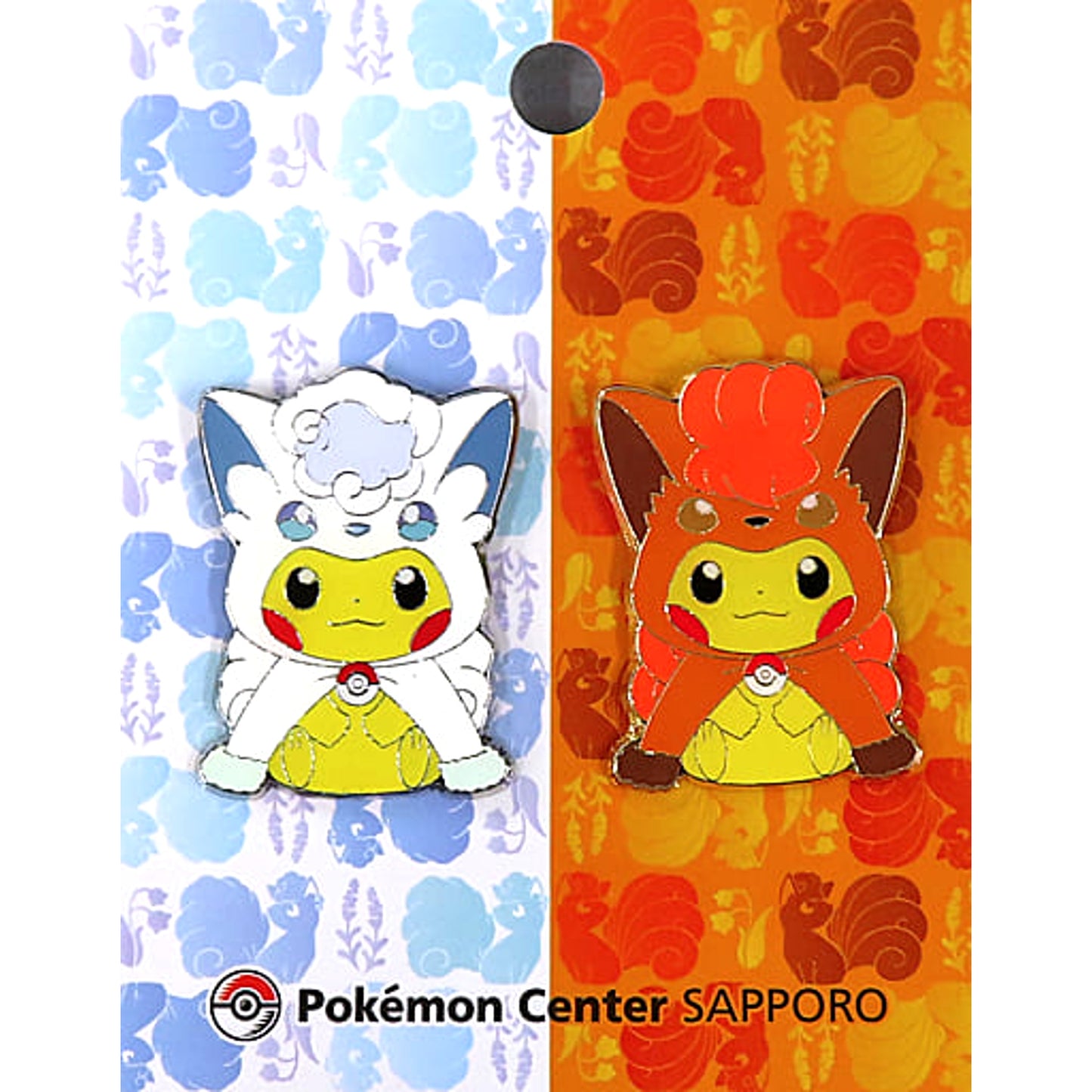 Pokemon Alolan Vulpix Pikachu Wearing Vulpix Poncho Pins Set Pokemon Center Limited Pins [USED]