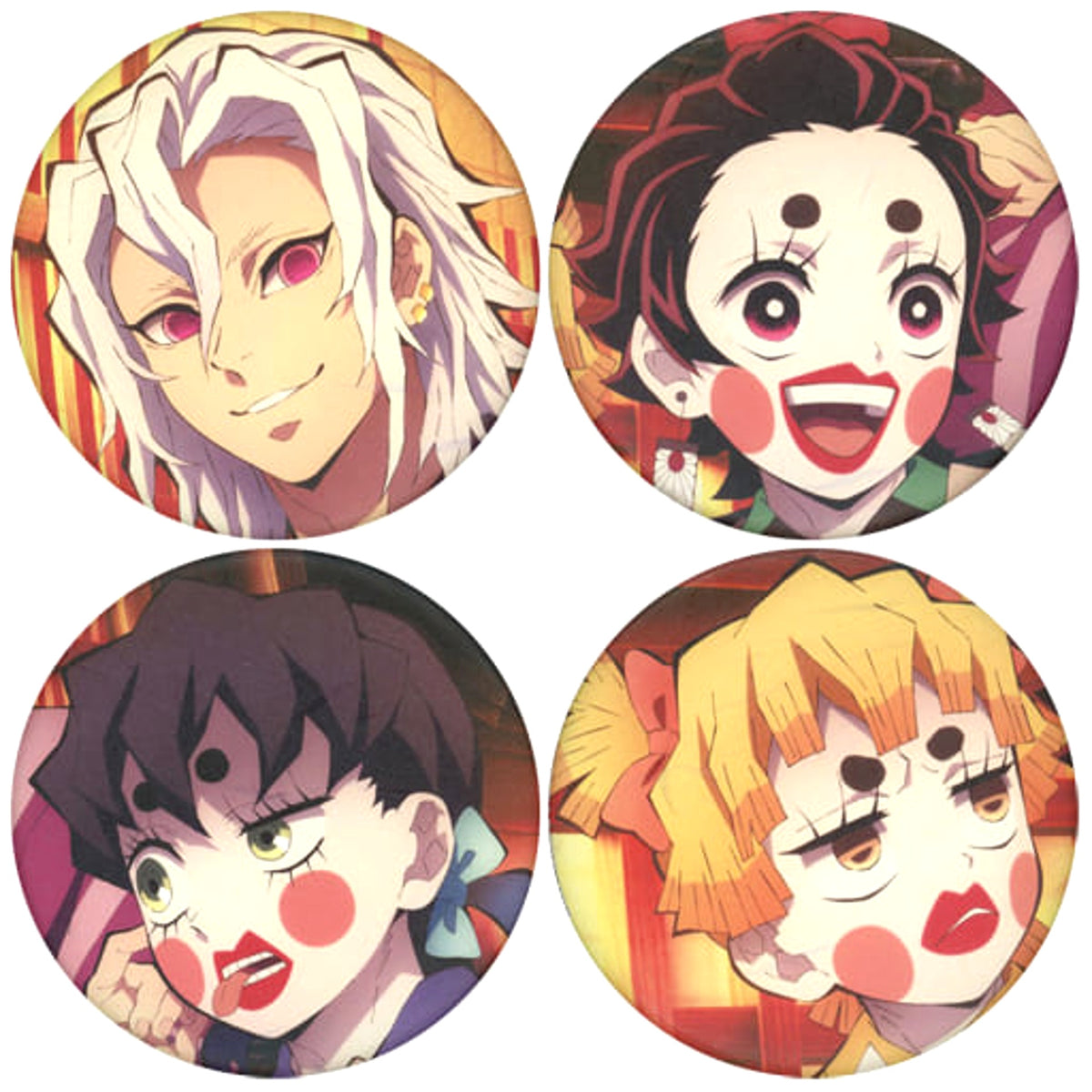 Demon Slayer: Kimetsu no Yaiba Entertainment District Arc Tengen Uzui & Others Japanese Style Can Badge animate Limited Blu-ray/DVD Complete Purchase Bonus Set of 4 Buttons [USED]
