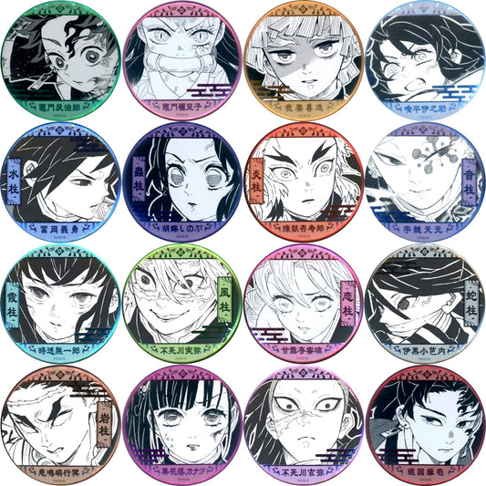Set of 16 Demon Slayer: Kimetsu no Yaiba Decollection Button Vol.2 Koyoharu Gotouge Art Exhibition [USED]