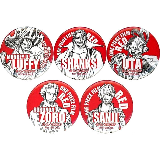 Set of 5 One Piece Film Red 7-Eleven Campaign Eligible Drink Purchase Bonus Original Button [USED]