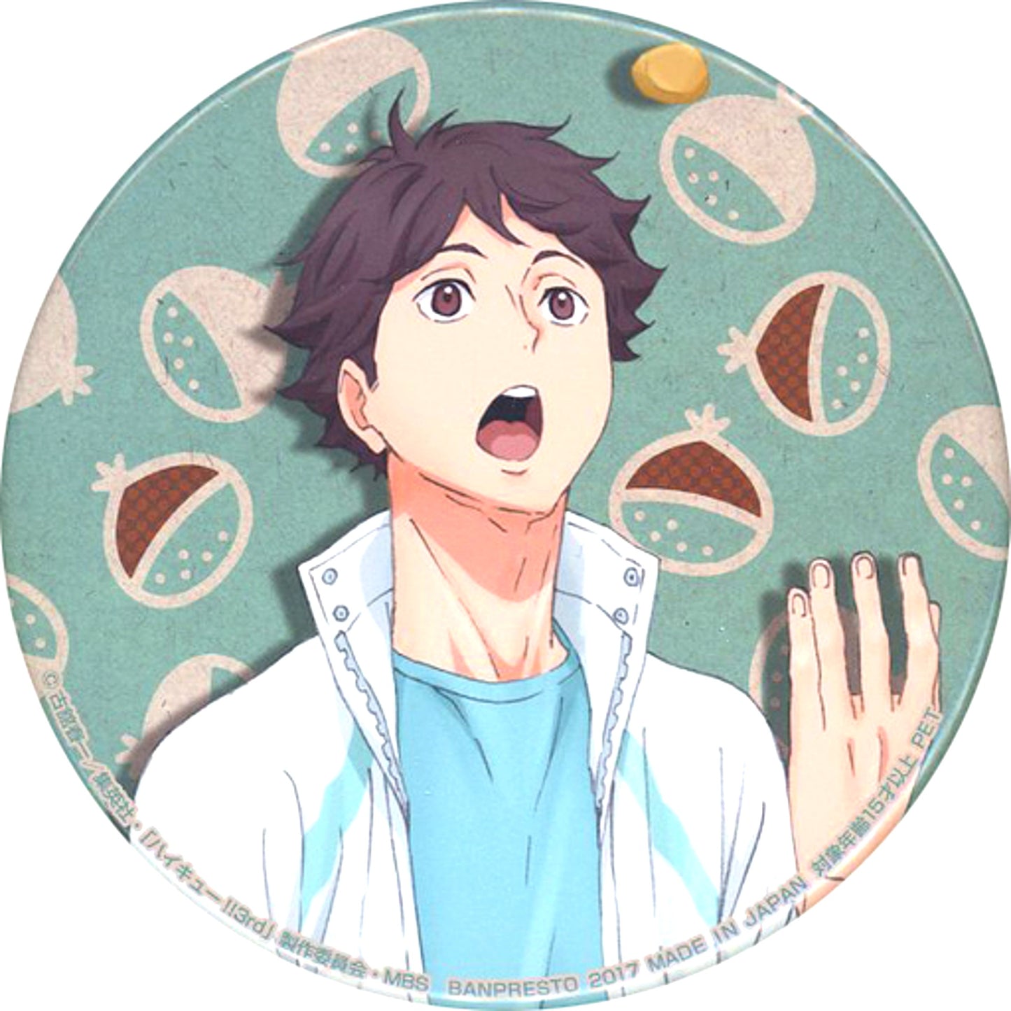 Toru Oikawa Haikyu Big Button Eat Rice Eat Meat Eat Vegetables Chara Comu Hiroba Ltd [USED]