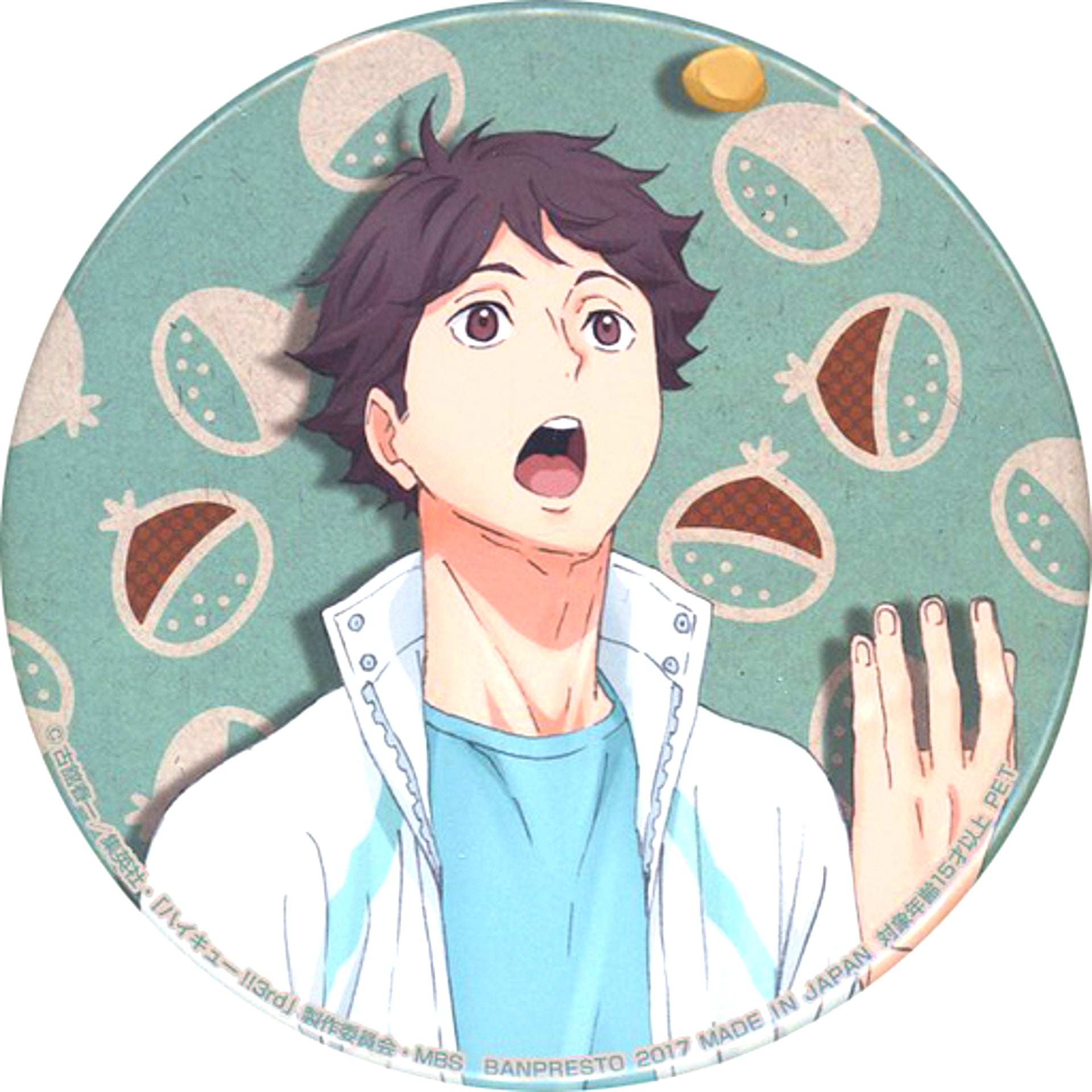 Toru Oikawa Haikyu Big Button Eat Rice Eat Meat Eat Vegetables Chara Comu Hiroba Ltd [USED]