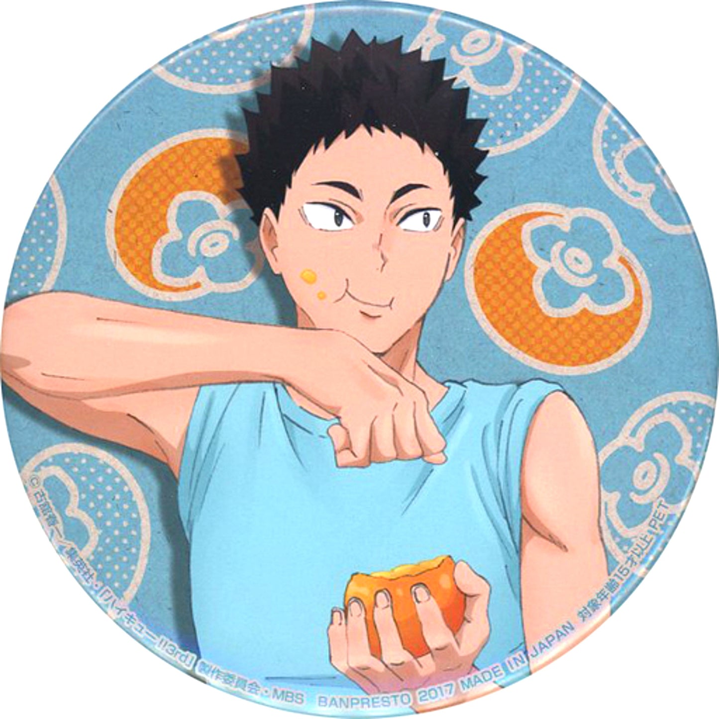 Hajime Iwaizumi Haikyu!! Big Button Eat Rice Eat Meat Eat Vegetables Too!! Chara Comu Hiroba Limited [USED]