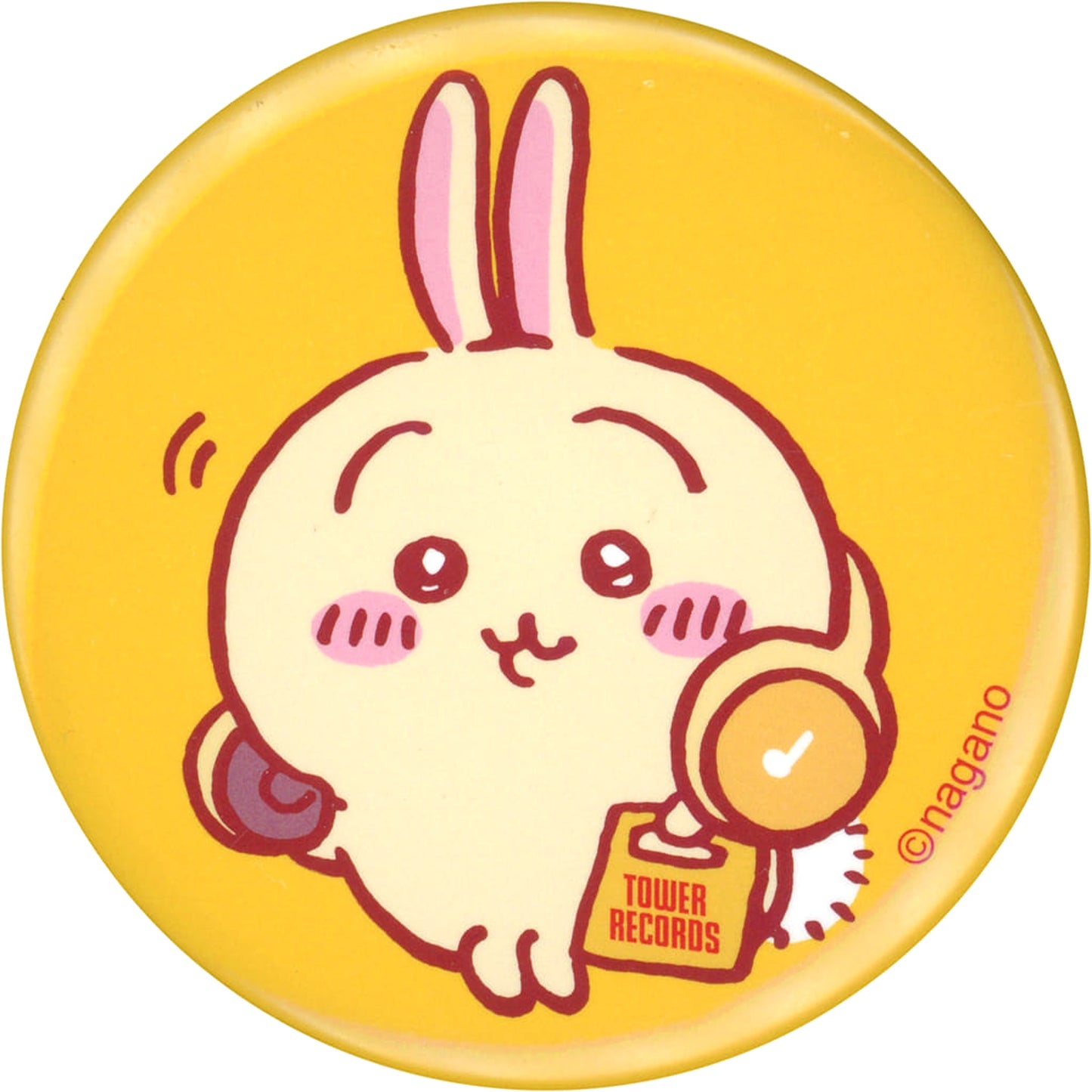 Chiikawa: Nanka Chiisakute Kawaii Yatsu Rabbit No Logo Trading Can Badge Tower Records Limited Buttons [USED]