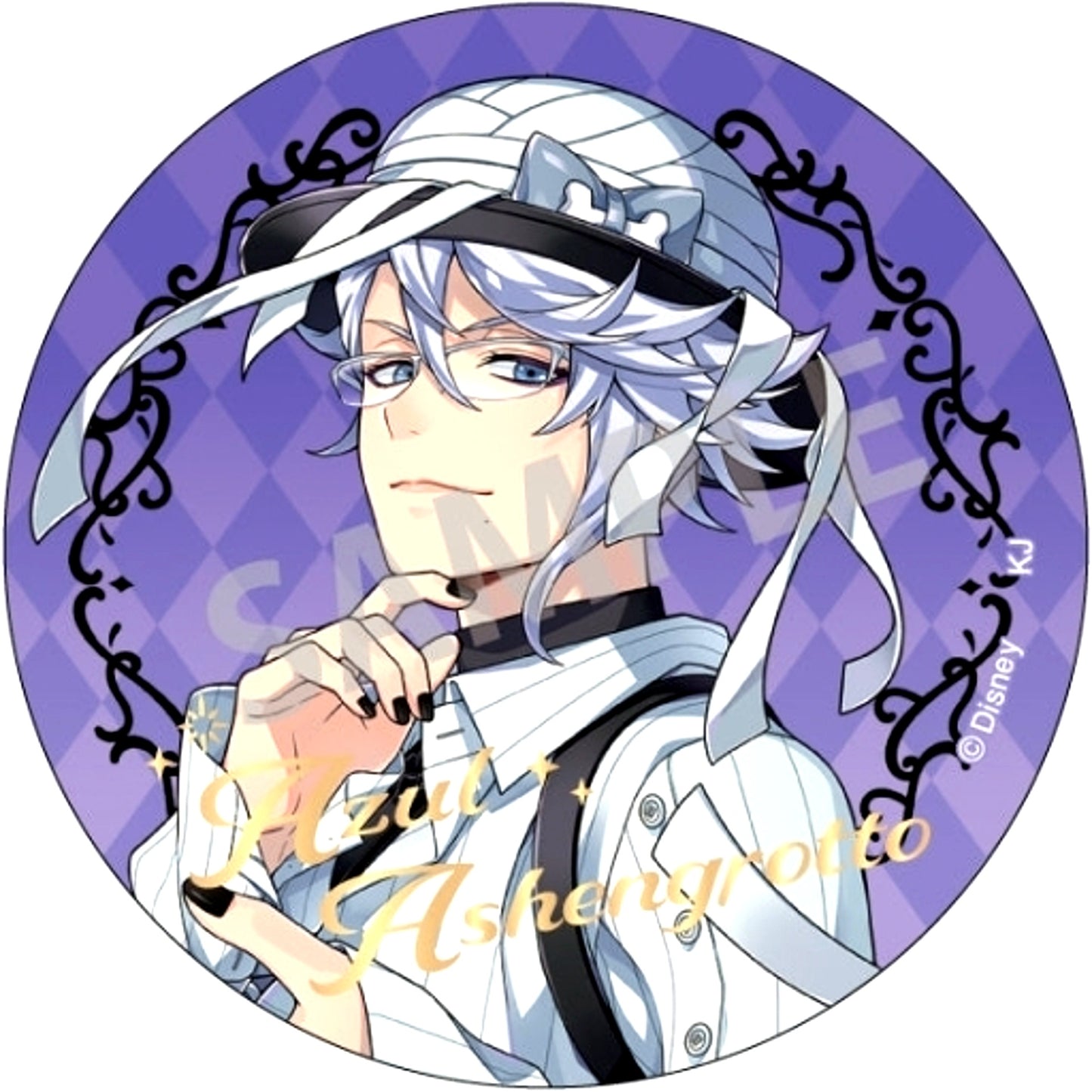 Azul Ashengrotto Foil Stamped Disney Twisted Wonderland Scary Dress Ver. Trading Button Vol. 1 [USED]
