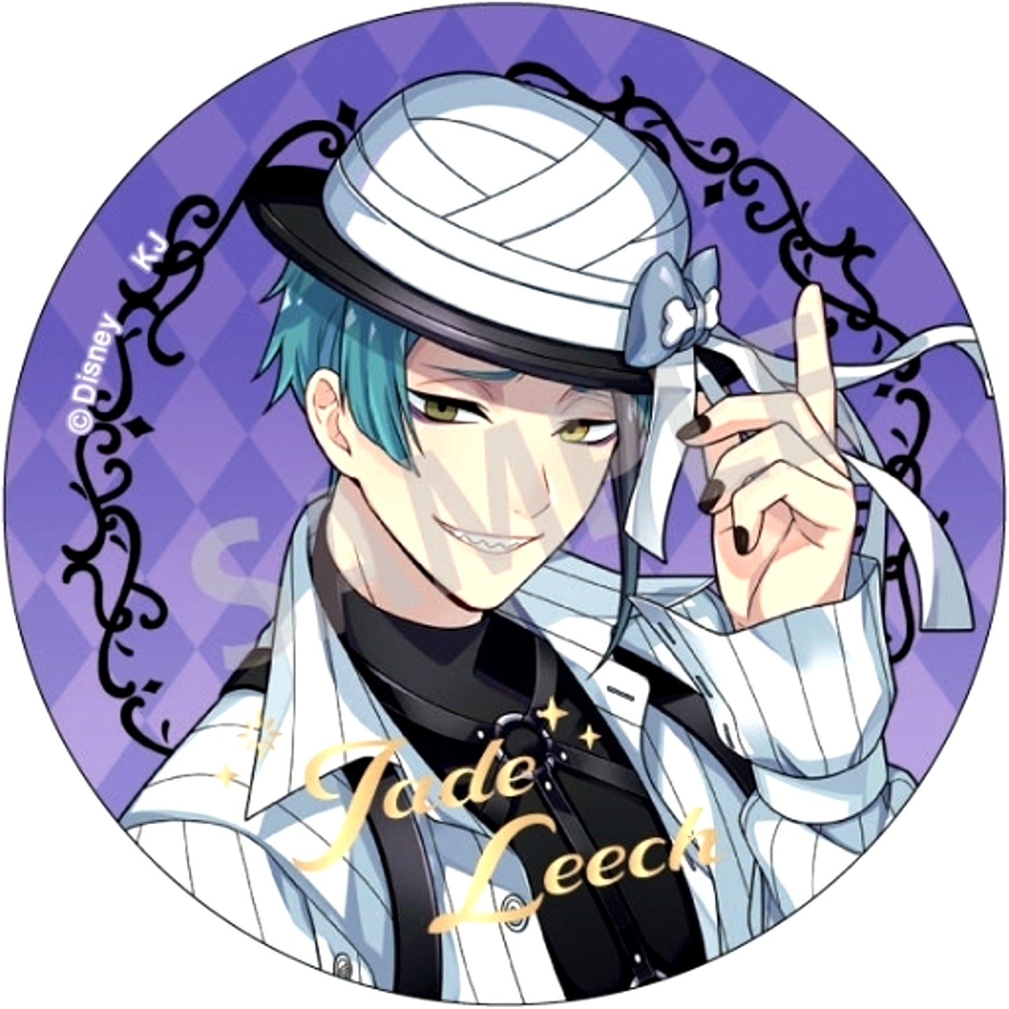Jade Leech Foil Stamped Disney Twisted-Wonderland Scary Dress Ver. Trading Button Vol.1 [USED]