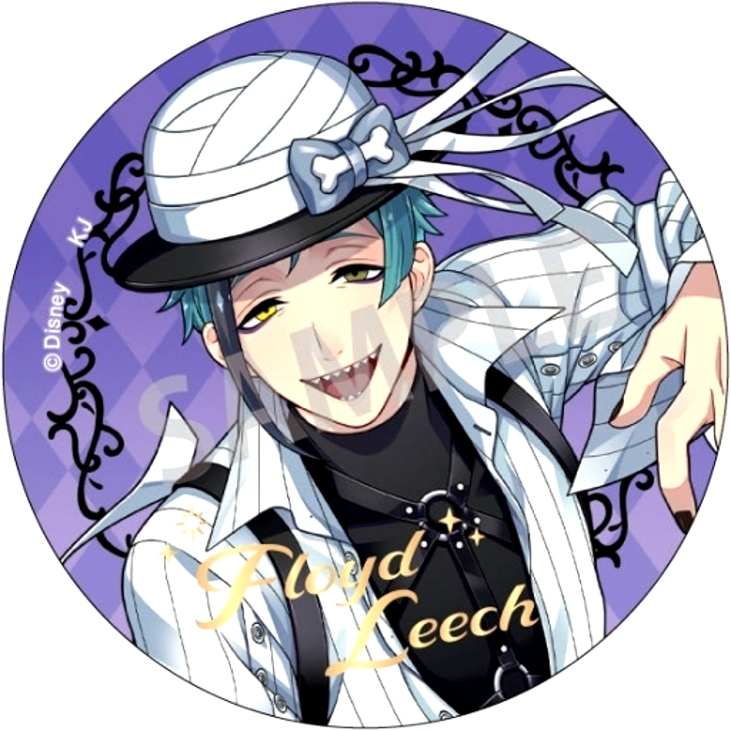 Floyd Leech Disney Twisted-Wonderland Foil Stamped Scary Dress Ver. Trading Button Vol.1 [USED]
